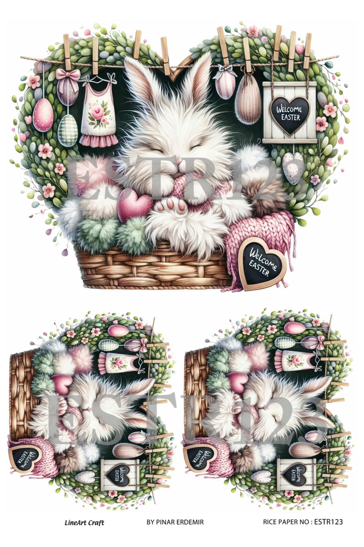 LİNEART Paskalya Serisi ESTR123 Kedi Desenli 29*42 cm Pirinç Dekopaj
