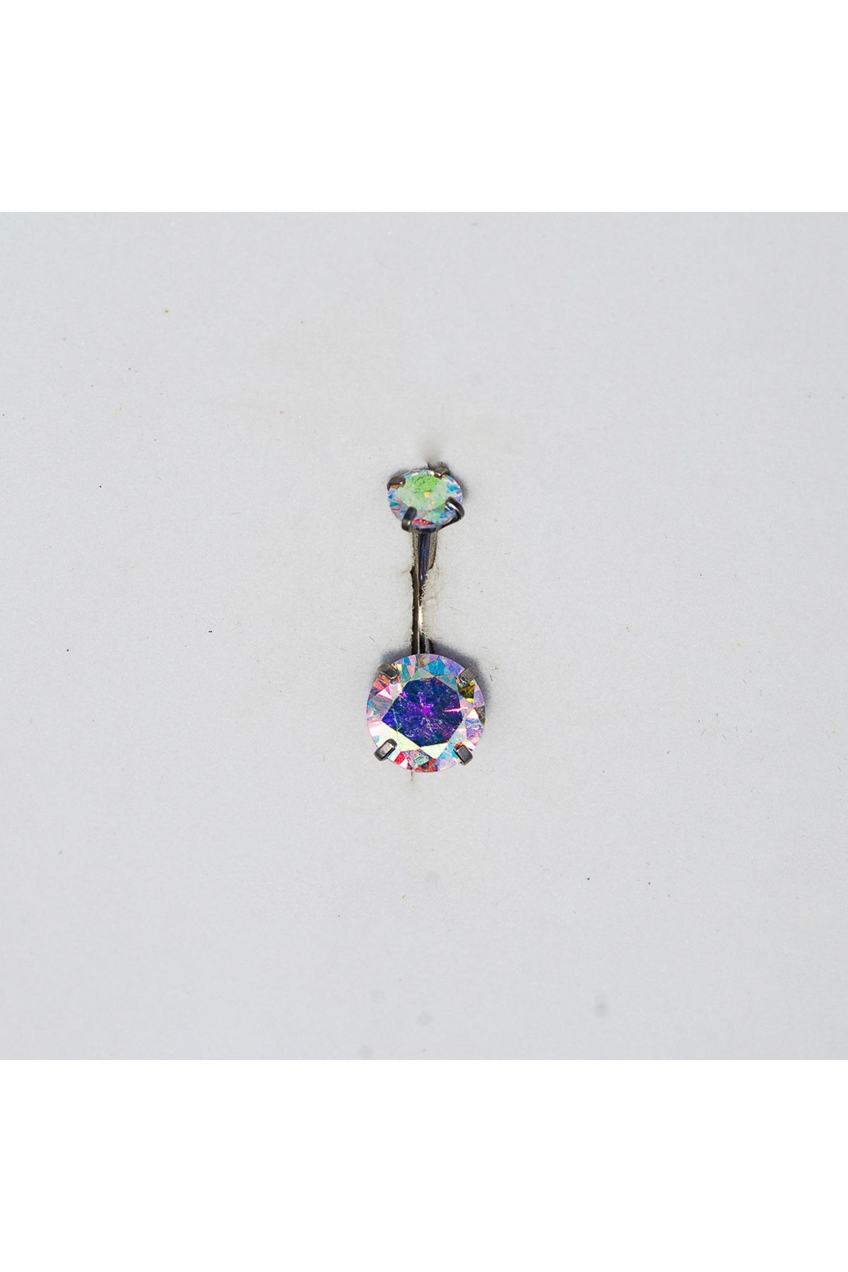 Piercing by Sever HOLOGRAFİK ŞEFFAF TAŞLI MODEL CERRAHİ ÇELİK GÖBEK BELLY PIERCING… GÜMÜŞ/SILVER RENKLİ.
