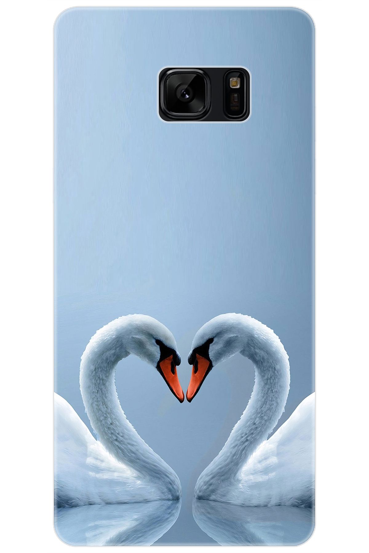Ceppare Samsung Galaxy Note FE (SM-N935F) Uyumlu Kılıf Desenli İnce Silikon Kuğ ve Kalp STK:305 CP-VrwHYF1