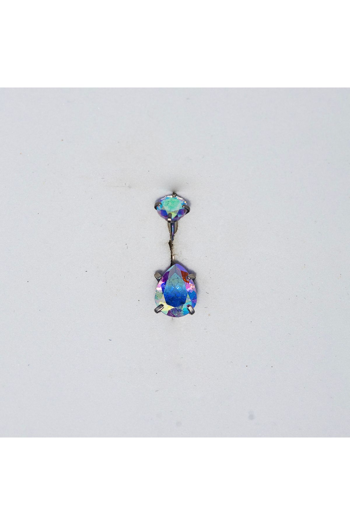 Piercing by Sever HOLOGRAFİK ŞEFFAF DAMLA TAŞ CERRAHİ ÇELİK GÖBEK BELLY PIERCING… GÜMÜŞ/SILVER RENKLİ.