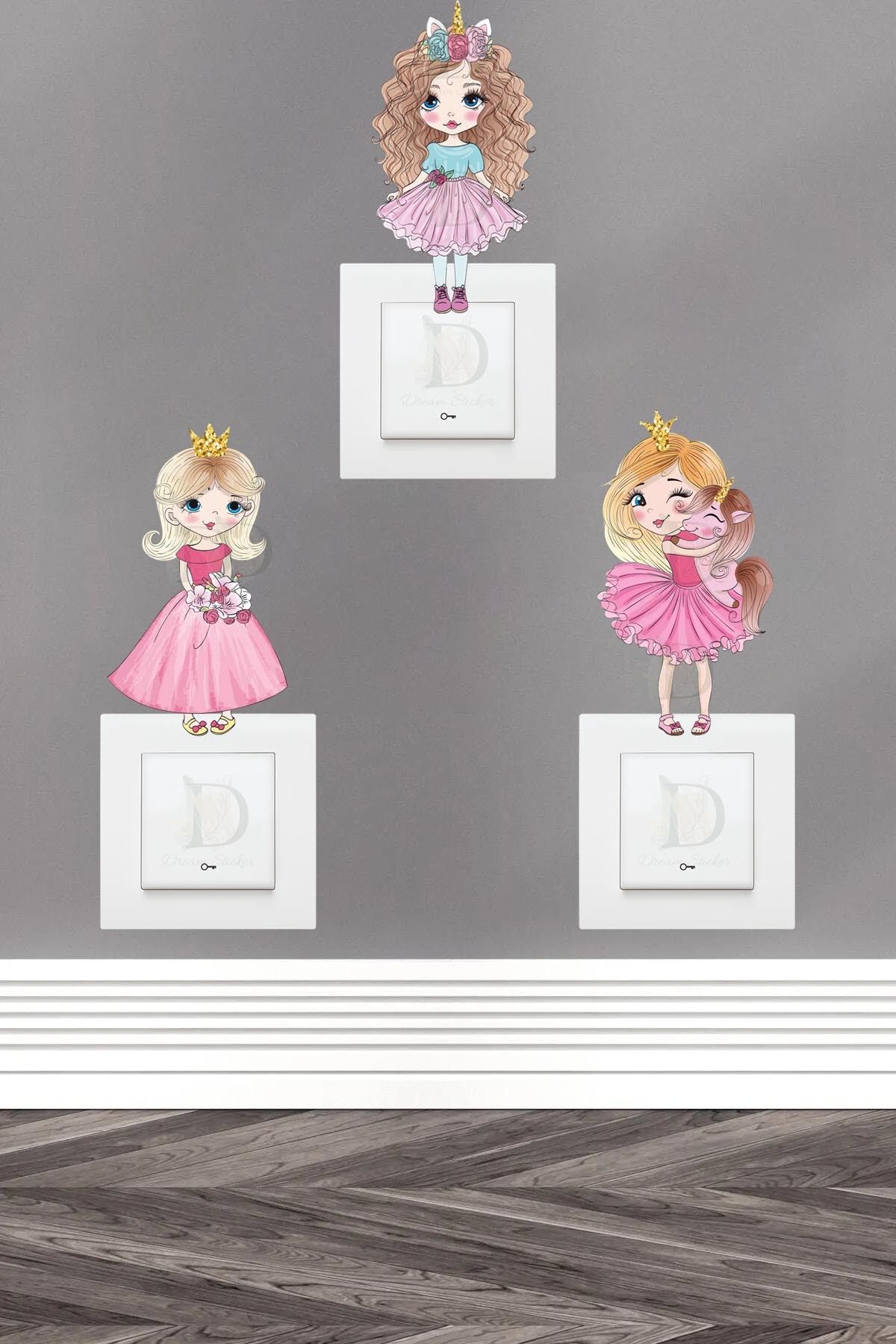 KT Decor Prensesler 3'lü Priz Sticker Seti
