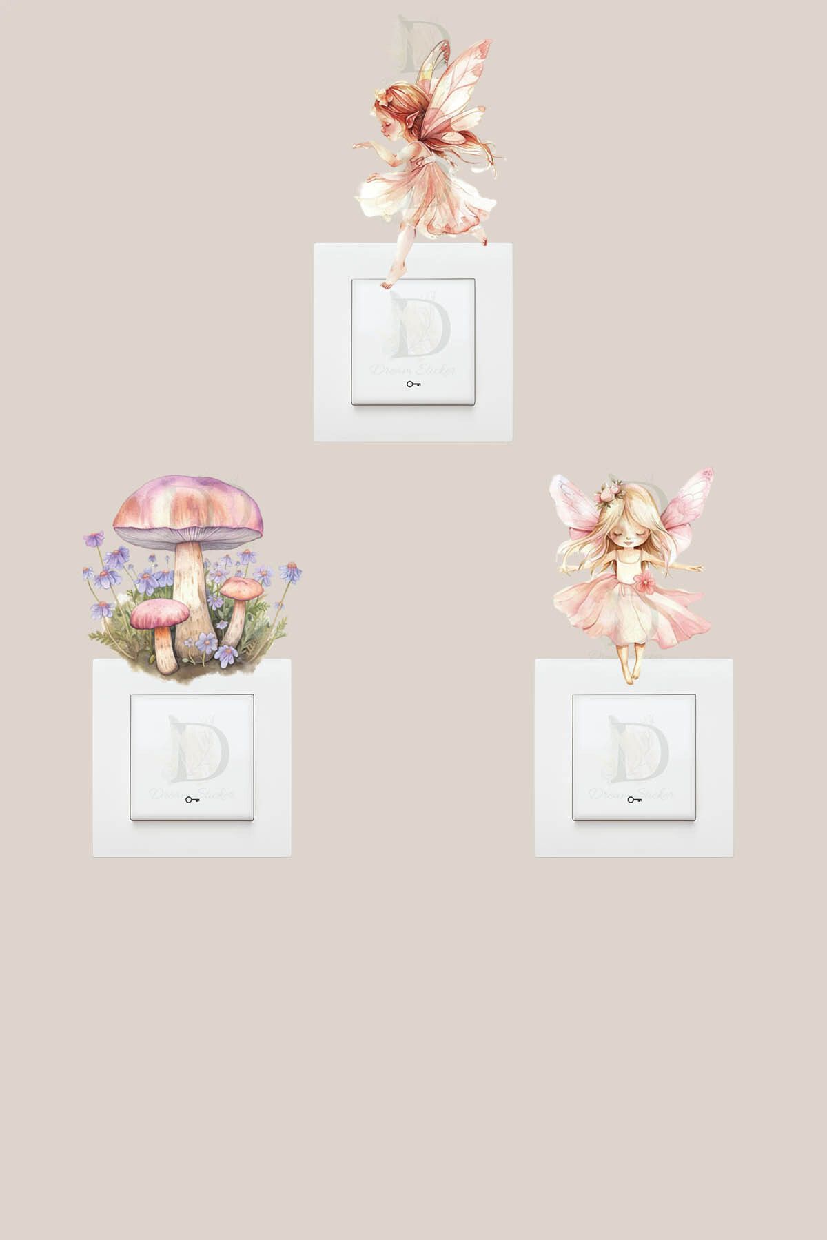 KT Decor Peri Masalı 3'lü Priz Sticker Seti