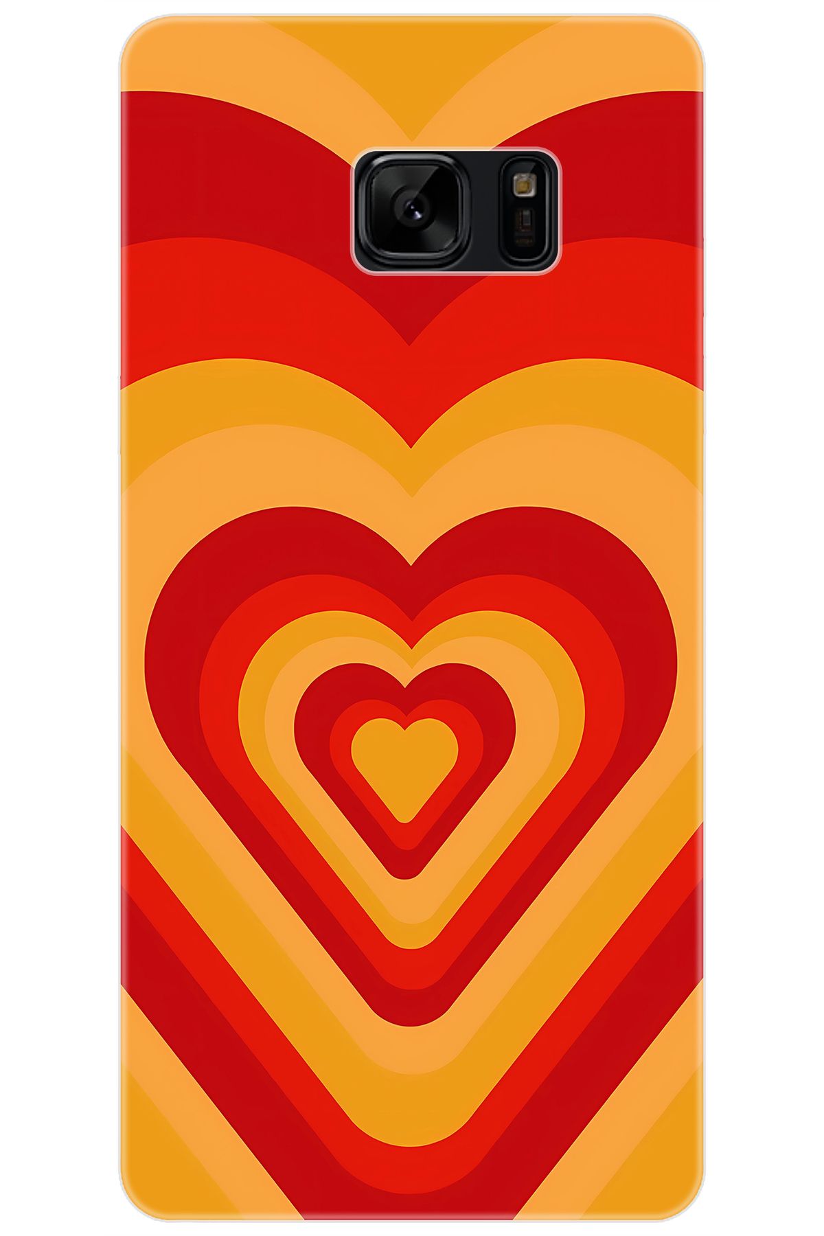 Ceppare Samsung Galaxy Note FE (SM-N935F) Uyumlu Kılıf İnce Silikon Sarı Kırmızı Kalp STK:1009 CP-MHTXHmH