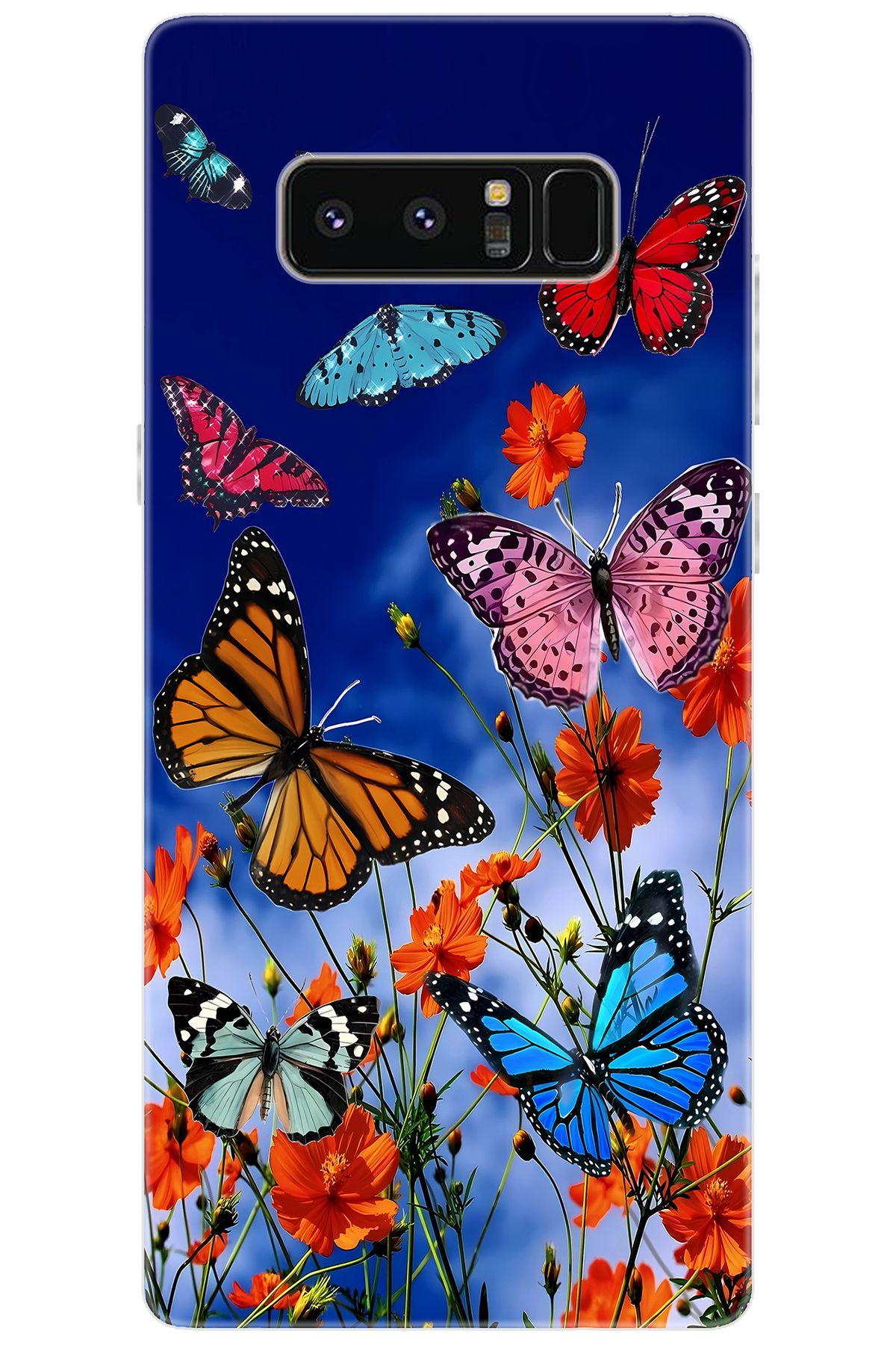 Ceppare Samsung Galaxy Note 8 (SM-N950F) Uyumlu Kılıf Desenli Silikon Renkli Kelebekler STK:741 CP-19koMT0