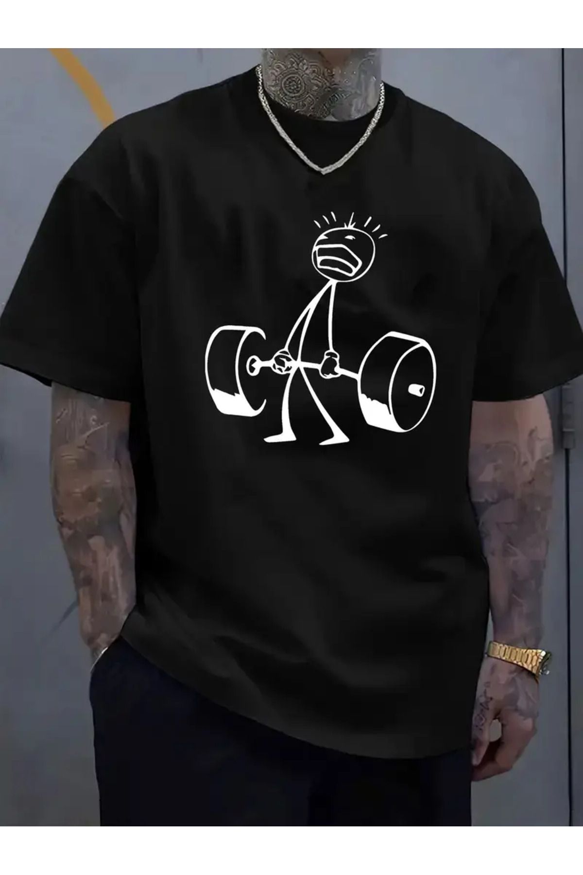 LUNAVISTA Traning Baskılı Bisiklet Yaka Kısa Kol T-shirt