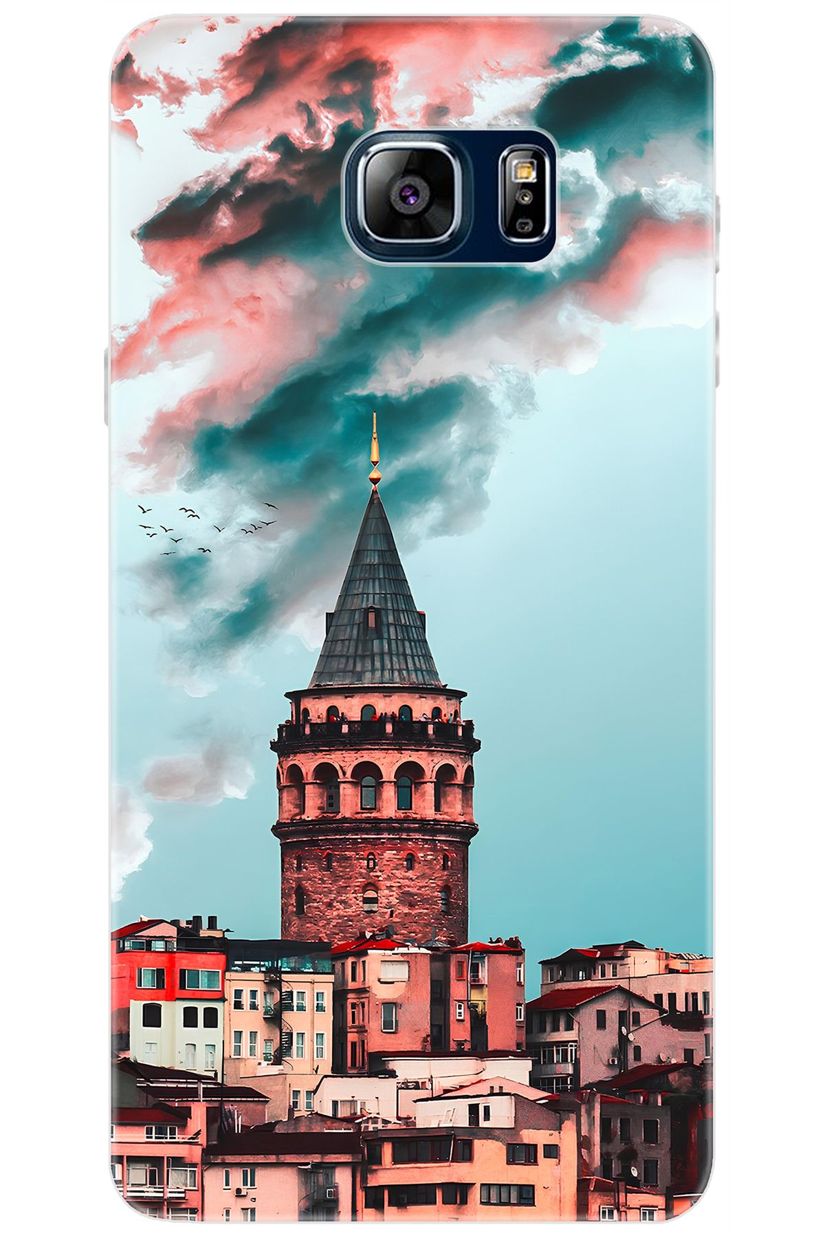 Ceppare Samsung Galaxy Note 5 (SM-N910F) Uyumlu Kılıf Desenli Silikon Galata Kulesi STK:688 CP-f56qTIw