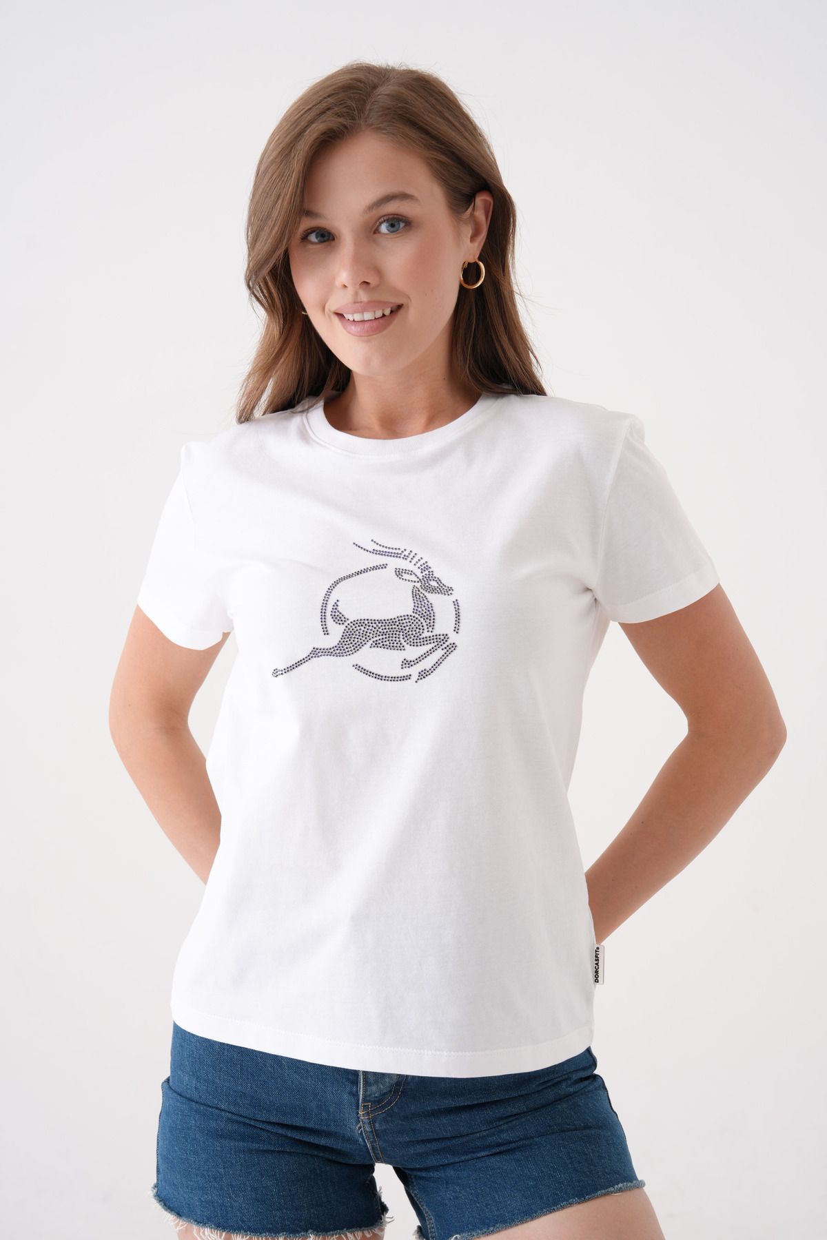 DORCASFIT CrystalGrace | Taş Baskılı T-Shirt