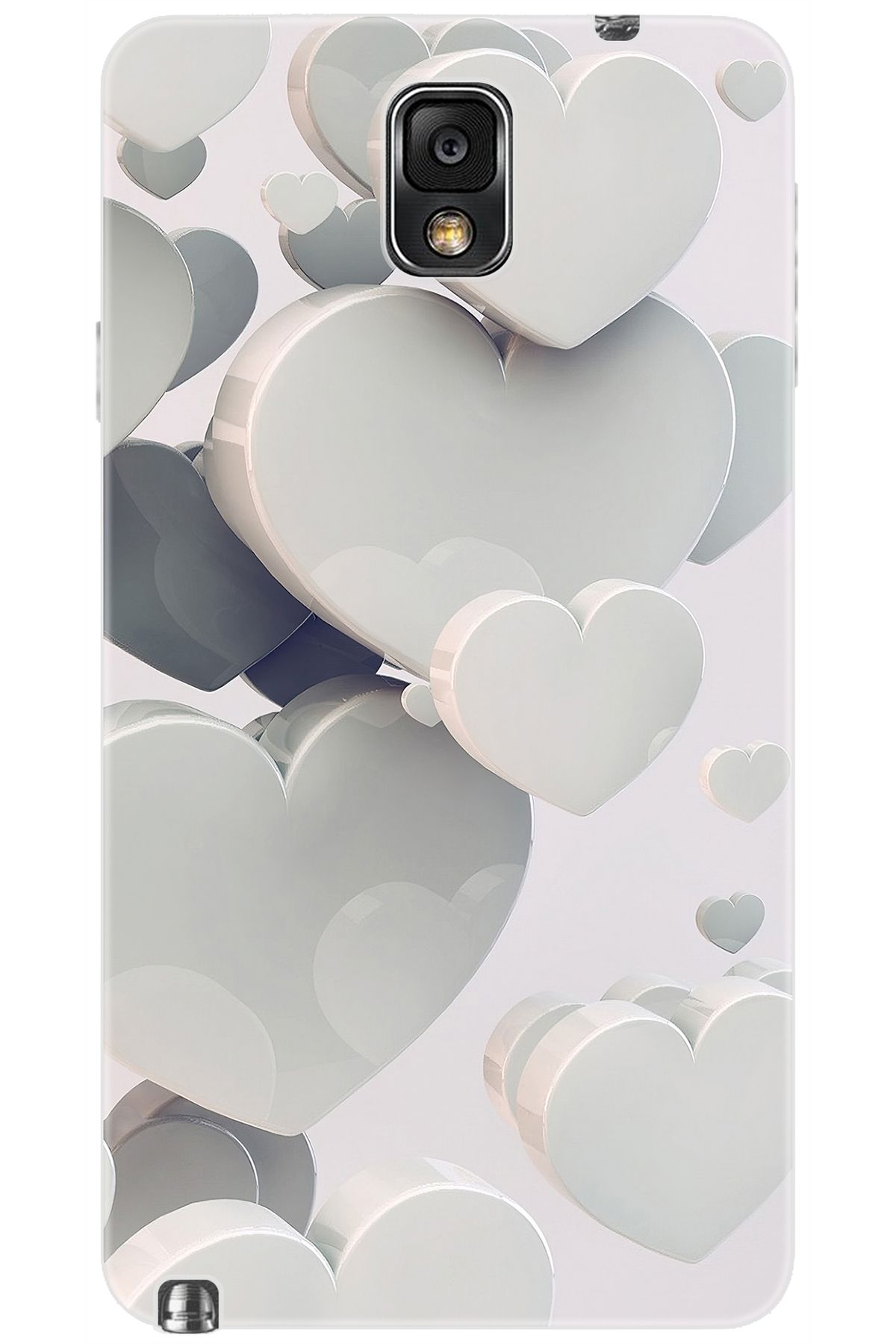 Ceppare Samsung Galaxy Note 3 (SM-N9000Q) Uyumlu Kılıf Desenli Silikon Beyaz Kalpler STK:259 CP-QShsjQY