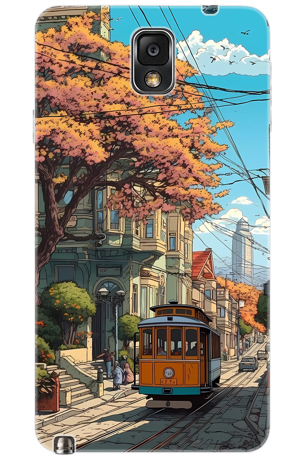 Ceppare Samsung Galaxy Note 3 (SM-N9000Q) Uyumlu Kılıf Desenli Silikon Tramvay STK:645 CP-ZluCiPD