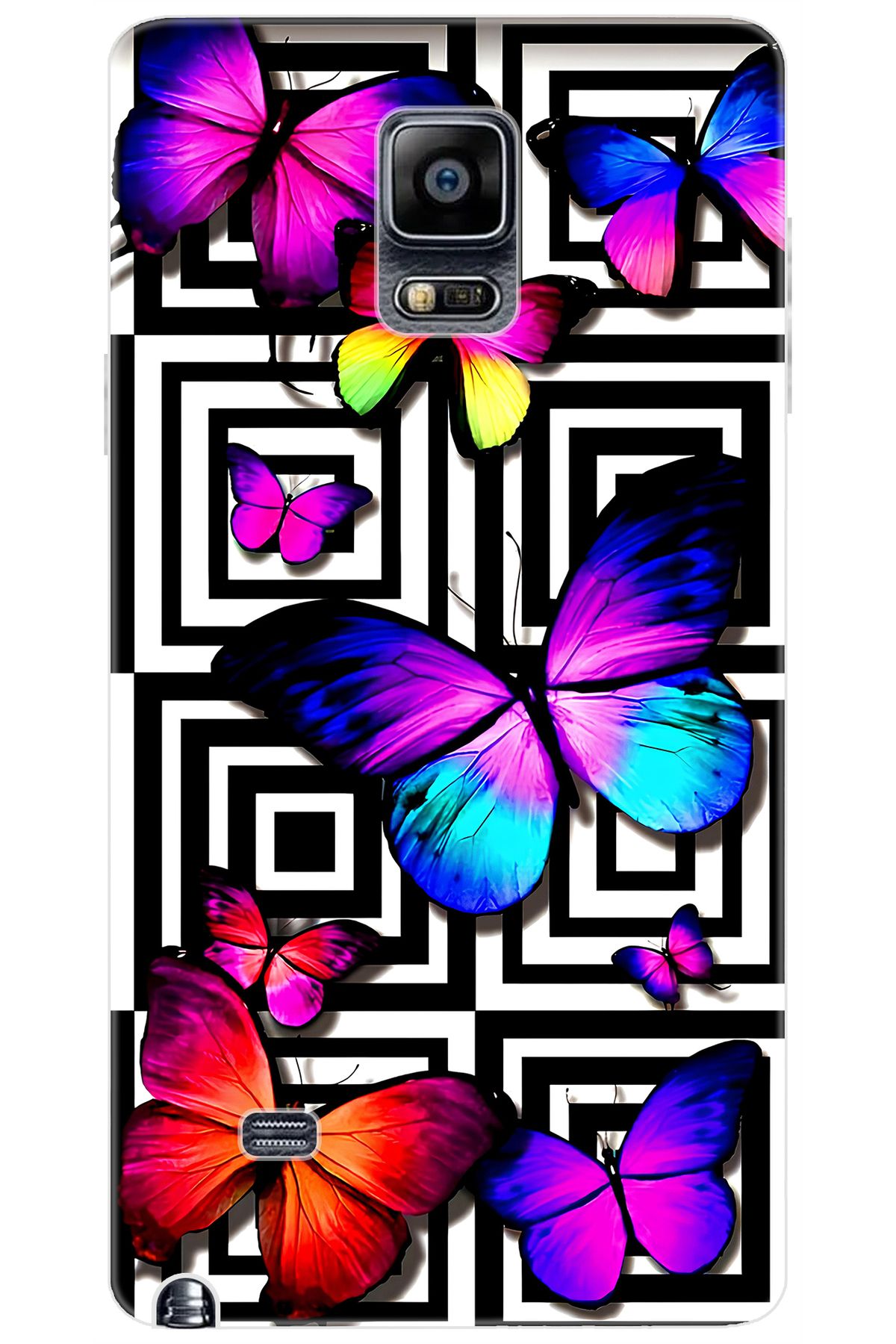 Ceppare Samsung Galaxy Note 4 (SM-N910F) Uyumlu Kılıf Desenli Silikon Kelebek STK:699 CP-r9JvtF0
