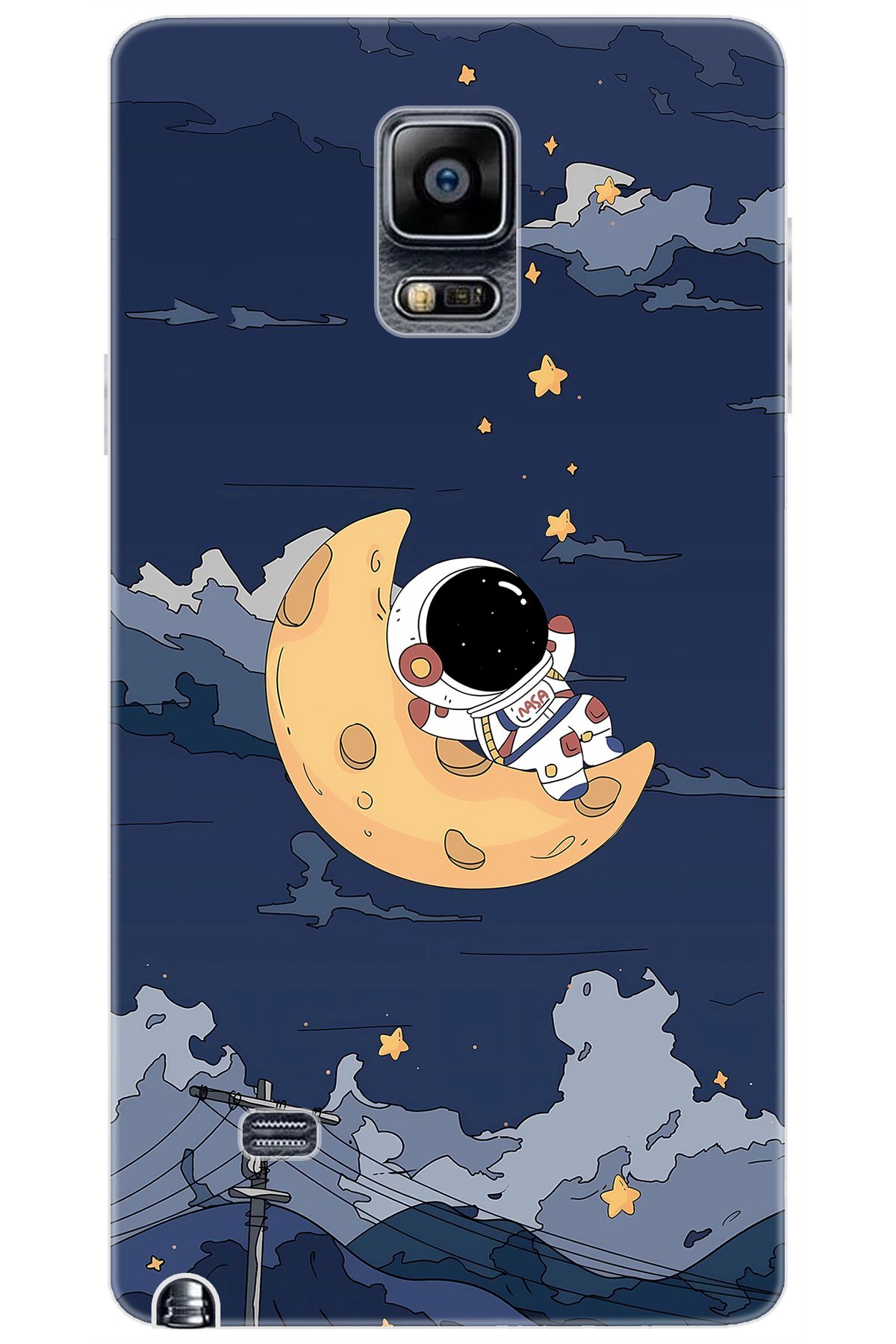 Ceppare Samsung Galaxy Note 4 (SM-N910F) Uyumlu Kılıf Desenli Silikon Astronot STK:684 CP-KFT9K6N