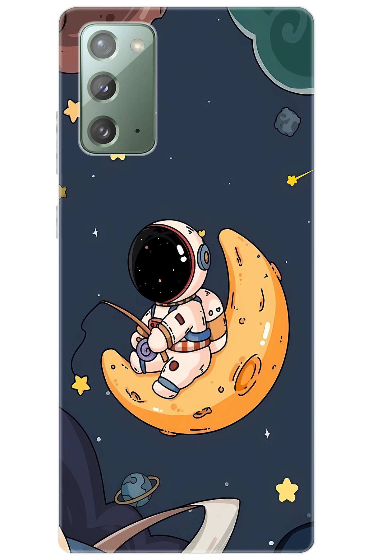 Ceppare Samsung Galaxy Note 20 (SM-N980F) Uyumlu Kılıf Desenli Silikon Astronot STK:698 CP-RMPoJMc