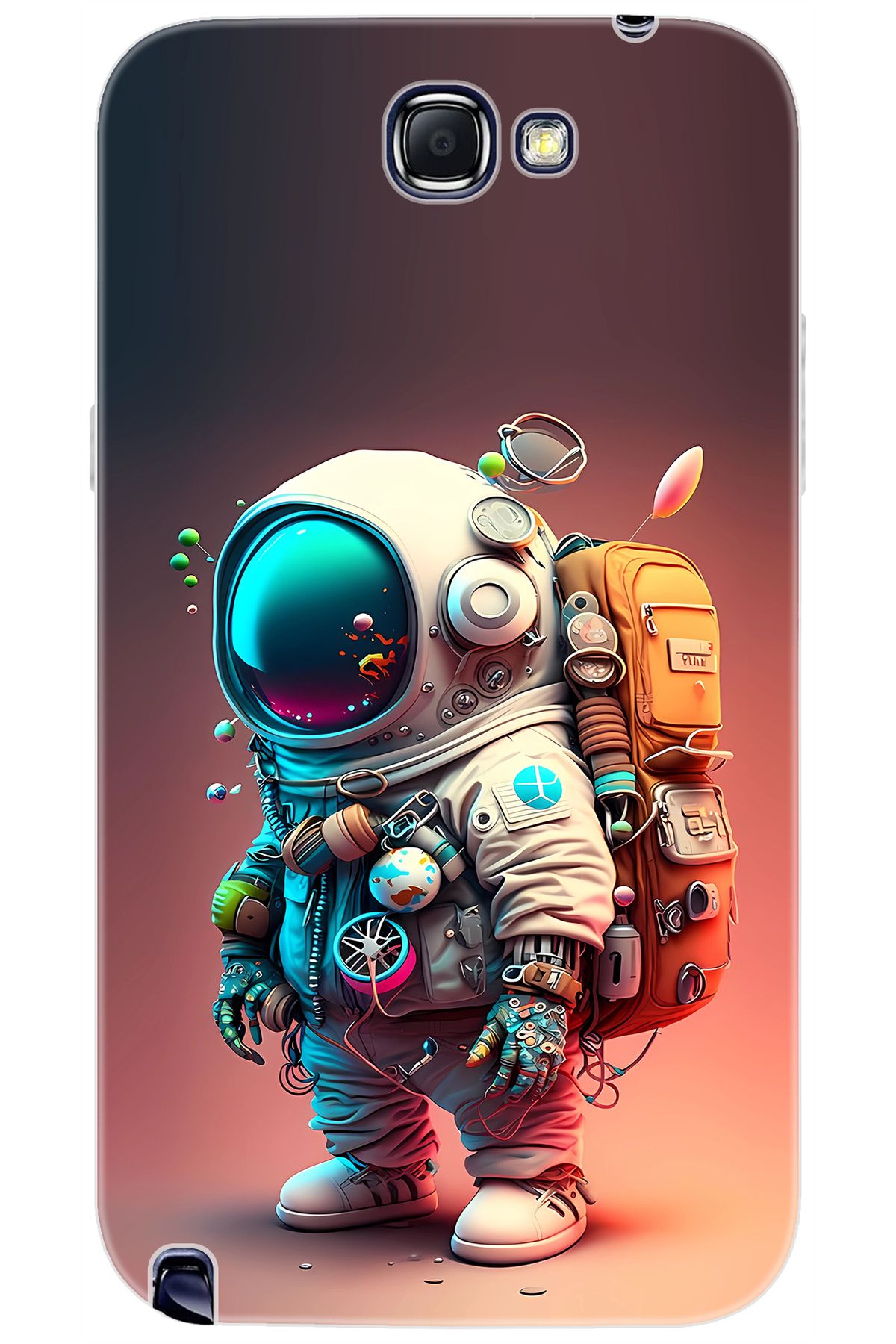 Ceppare Samsung Galaxy Note 2 (GT-N7100) Uyumlu Kılıf Desenli Silikon Astronot STK:682 CP-iXBwetD