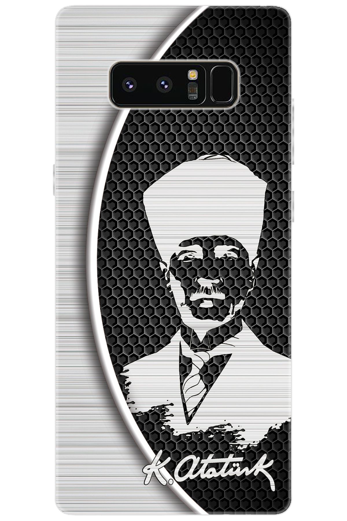 Ceppare Samsung Galaxy Note 8 (SM-N950F) Uyumlu Kılıf Desenli Silikon Atatürk Tasarım STK:398 CP-GKUVhHs