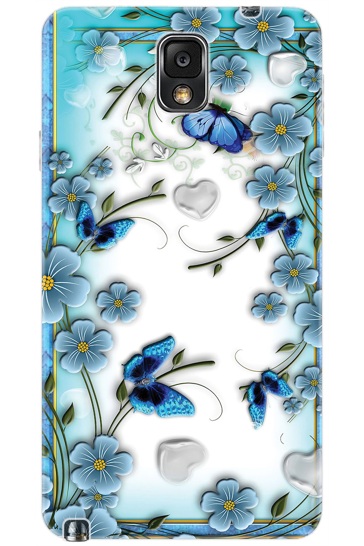 Ceppare Samsung Galaxy Note 3 (SM-N9000Q) Uyumlu Kılıf Desenli Silikon Çiçek ve Kelebek STK:547 CP-dUK7eag