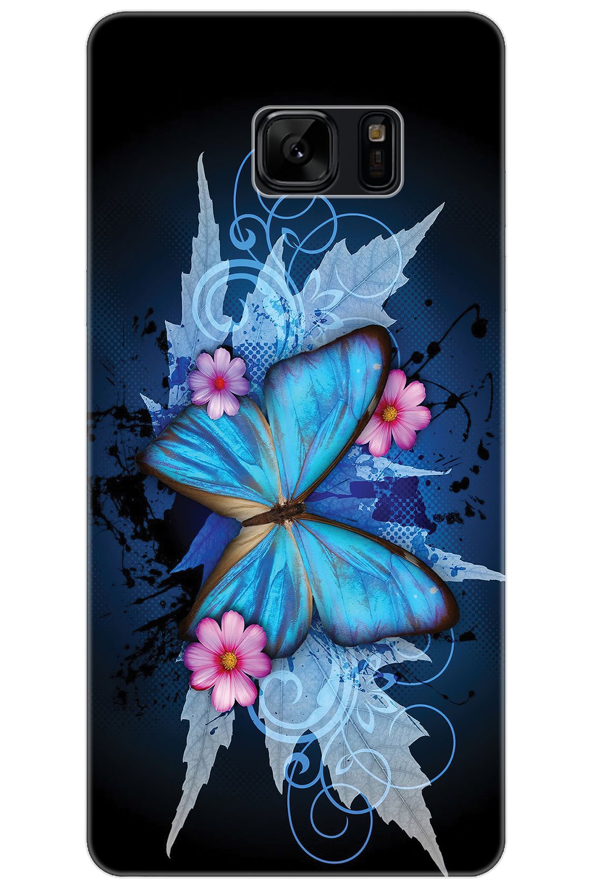 Ceppare Samsung Galaxy Note FE (SM-N935F) Uyumlu Kılıf Desenli İnce Silikon Kelebek Resim STK:550 CP-SAoroPb