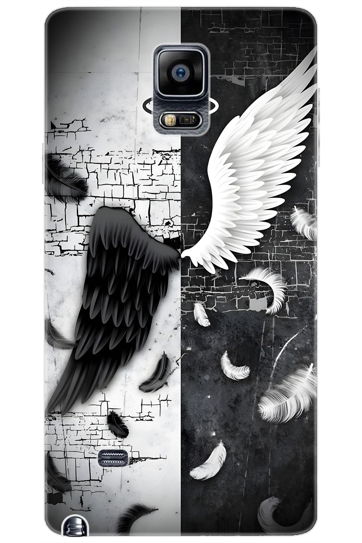 Ceppare Samsung Galaxy Note 4 (SM-N910F) Uyumlu Kılıf Desenli Silikon Melek ve Şeytan STK:715 CP-pEkwPXE
