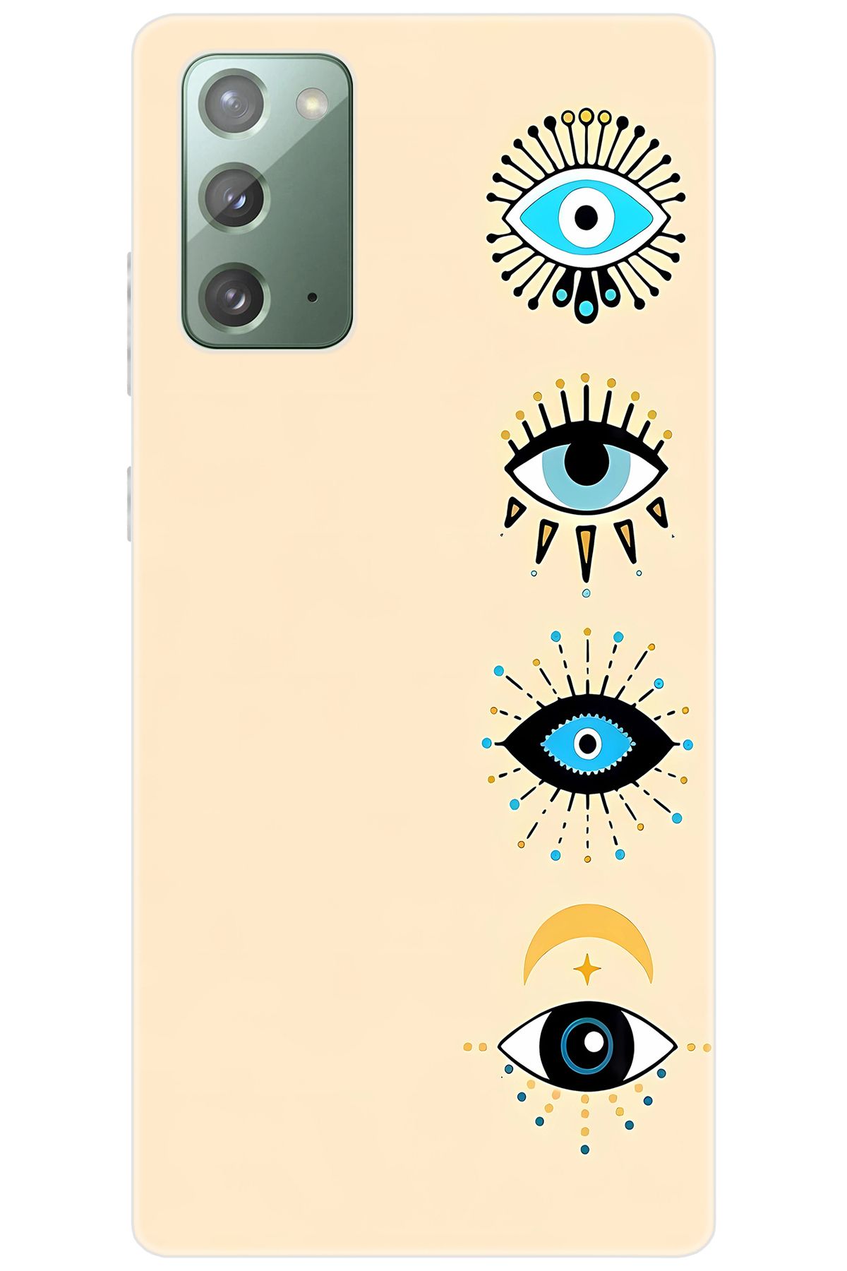 Ceppare Samsung Galaxy Note 20 (SM-N980F) Uyumlu Kılıf Desenli Silikon Nazar Gözler STK:742 CP-1oZr775