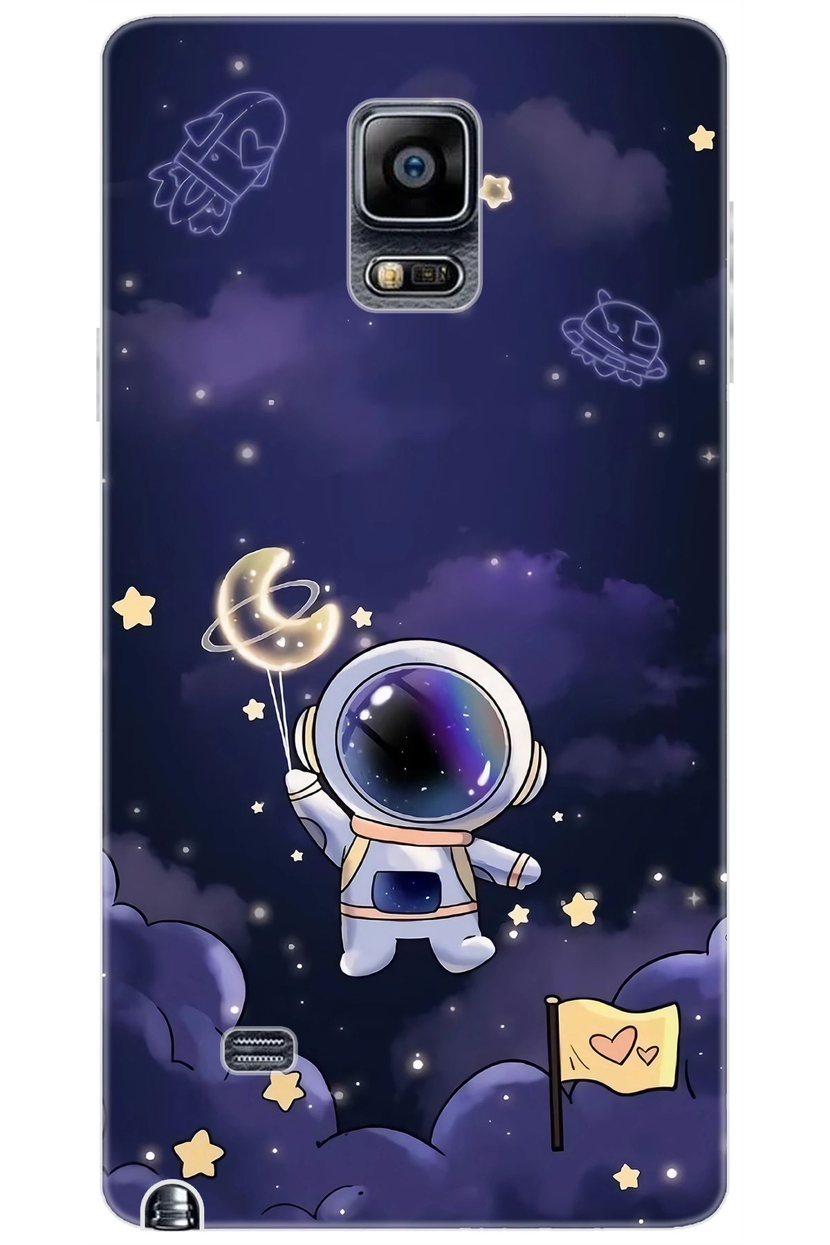 Ceppare Samsung Galaxy Note 4 (SM-N910F) Uyumlu Kılıf Desenli Silikon Astronot STK:738 CP-MEbdo2P