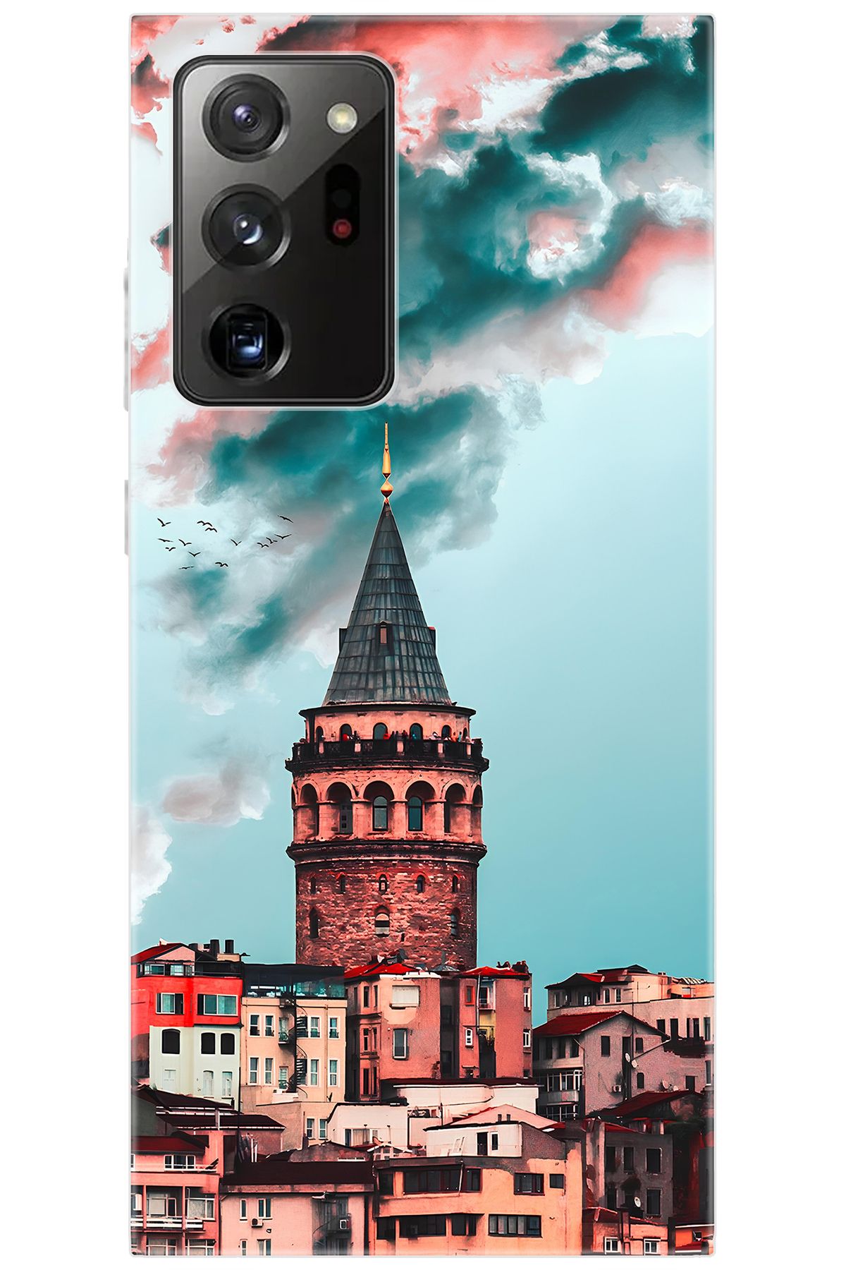 Ceppare Samsung Galaxy Note 20 ULTRA SM-N985F Uyumlu Kılıf Desenli Silikon Galata Kulesi STK:688 CP-60G27ju