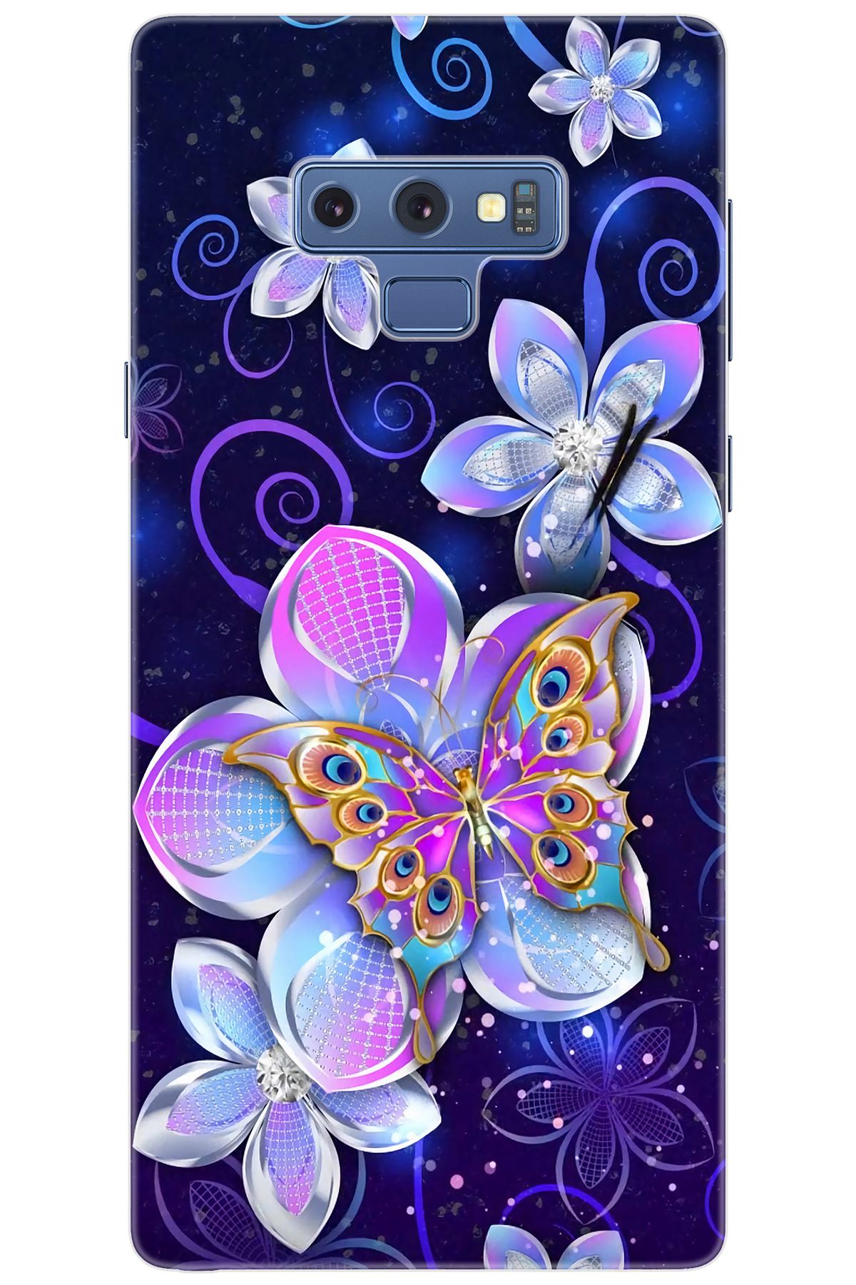 Ceppare Samsung Galaxy Note 9 (SM-N960F) Uyumlu Kılıf Desenli Silikon Kelebek ve Çiçek STK:718 CP-12WQVe6