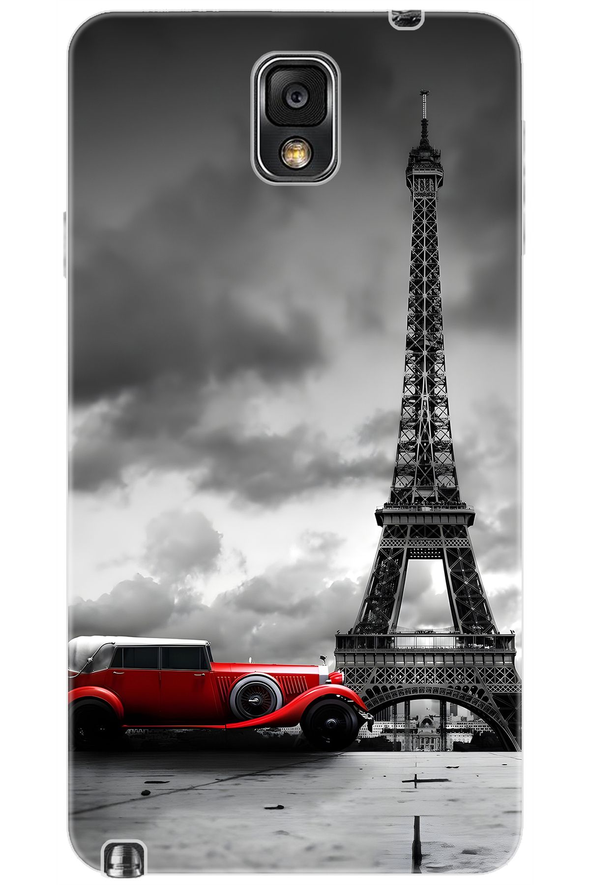 Ceppare Samsung Galaxy Note 3 (SM-N9000Q) Uyumlu Kılıf Desenli Silikon Eyfel Araba STK:709 CP-rStp42s