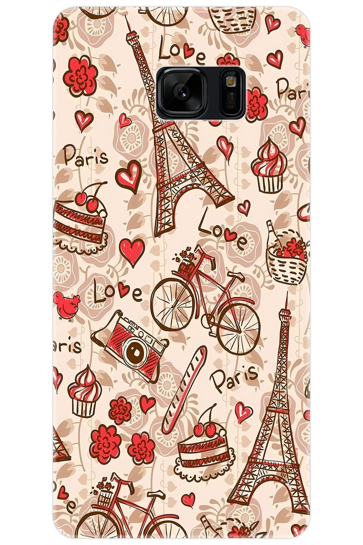 Ceppare Samsung Galaxy Note FE (SM-N935F) Uyumlu Kılıf Desenli İnce Silikon Eyfel Serisi STK:678 CP-UZ0cSHd