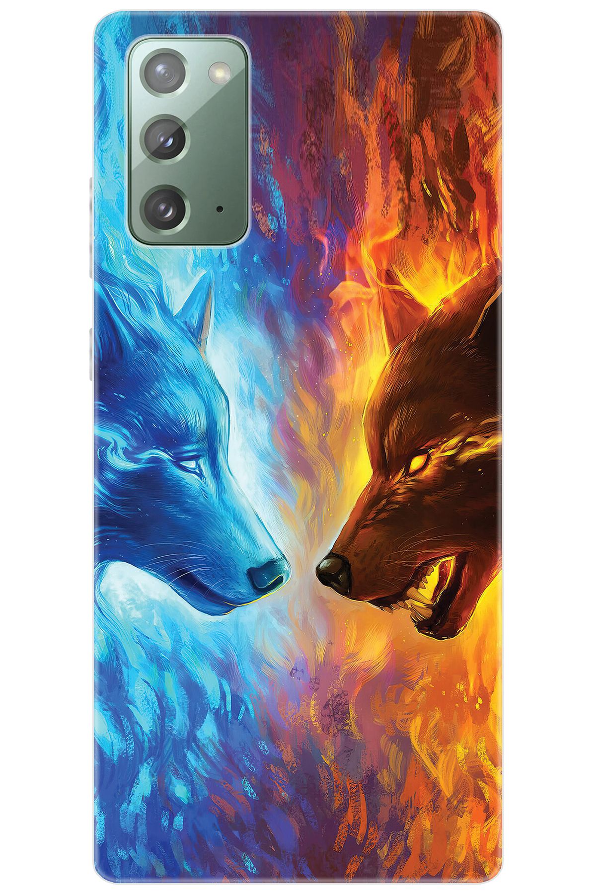 Ceppare Samsung Galaxy Note 20 (SM-N980F) Uyumlu Kılıf Desenli Silikon Alev ve Kurtlar STK:489 CP-CT8yaxc