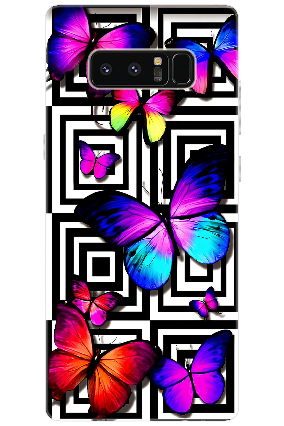 Ceppare Samsung Galaxy Note 8 (SM-N950F) Uyumlu Kılıf Desenli Silikon Kelebek STK:699 CP-LBlrHBr