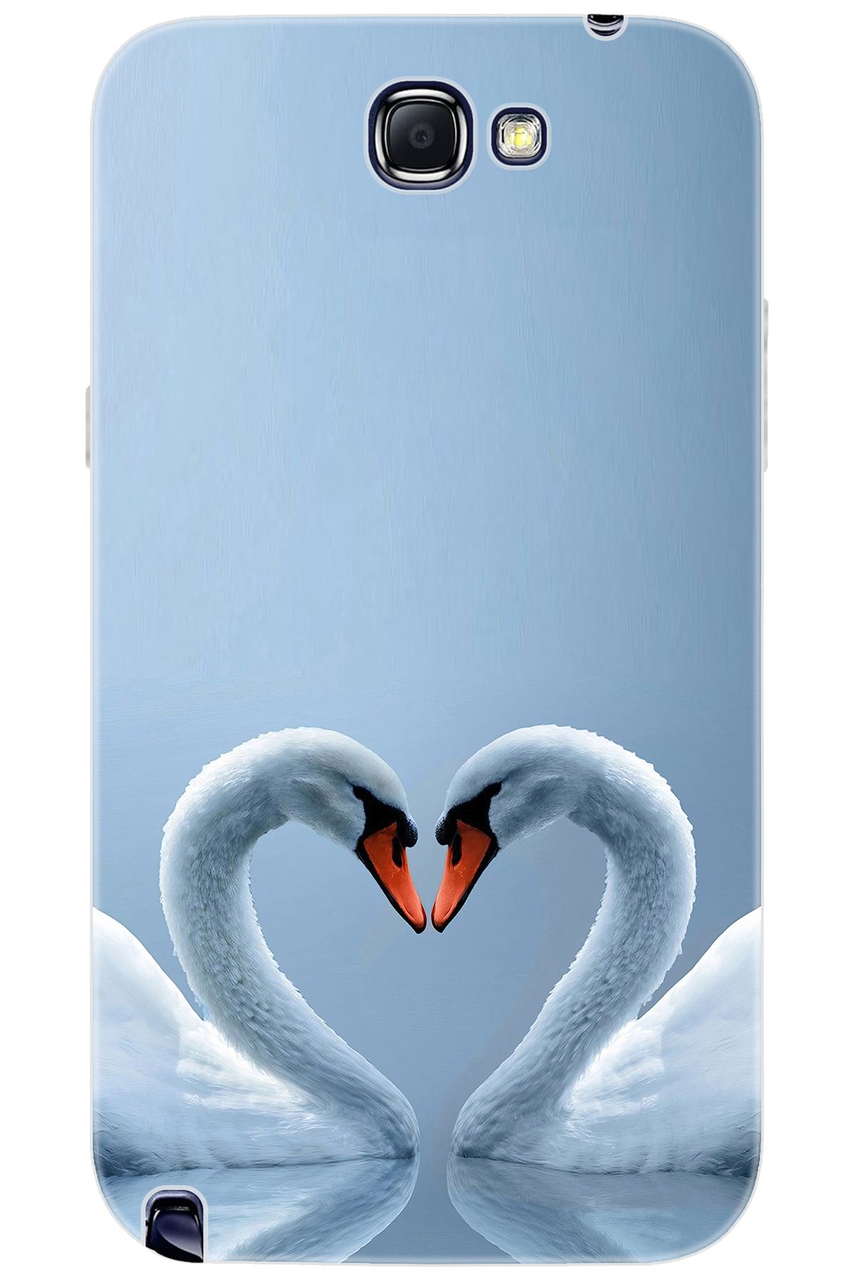 Ceppare Samsung Galaxy Note 2 (GT-N7100) Uyumlu Kılıf Desenli Silikon Kuğ ve Kalp STK:305 CP-JNbJcbX