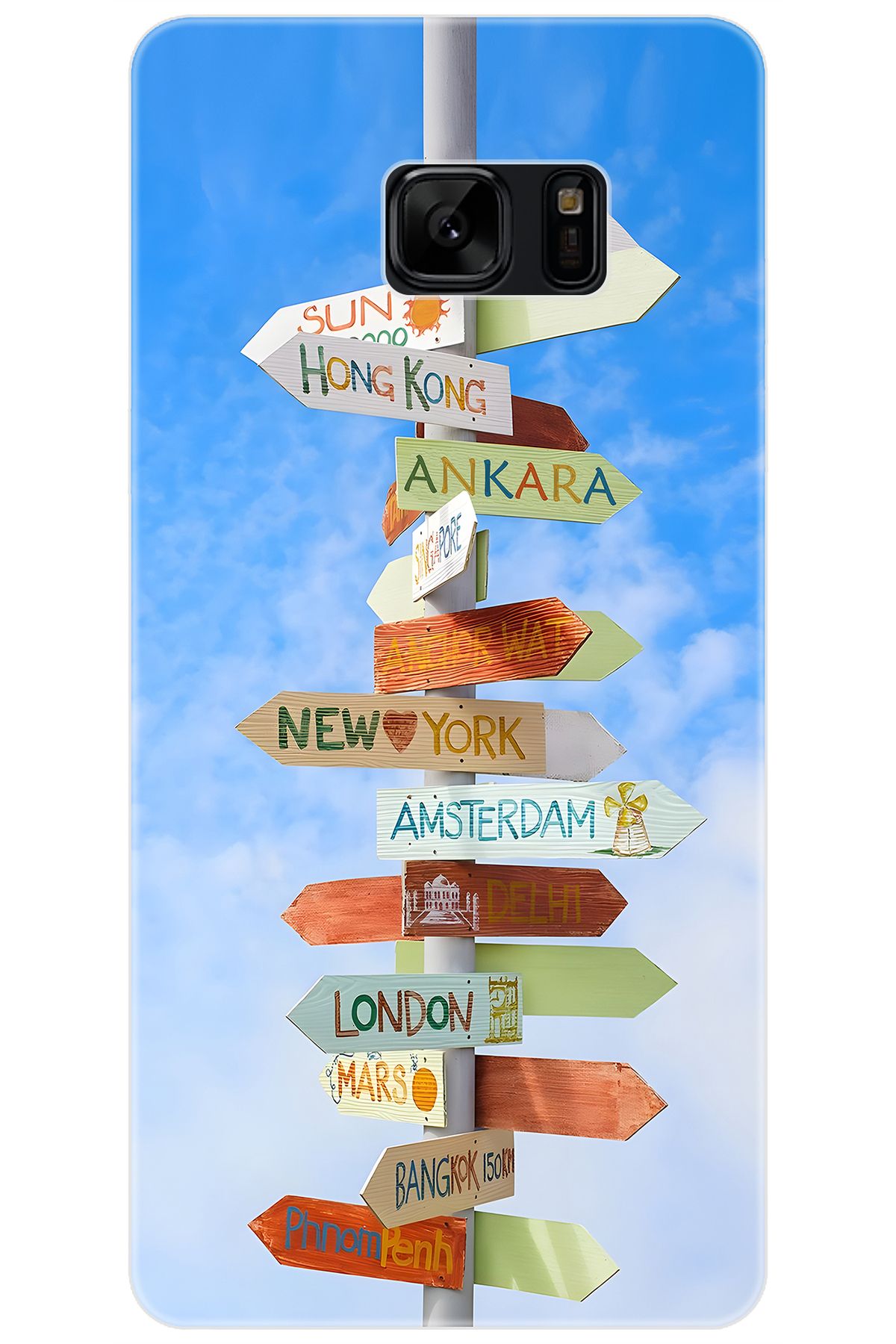 Ceppare Samsung Galaxy Note FE (SM-N935F) Uyumlu Kılıf İnce Silikon Şehir Tabelaları STK:703 CP-SAVr1XK