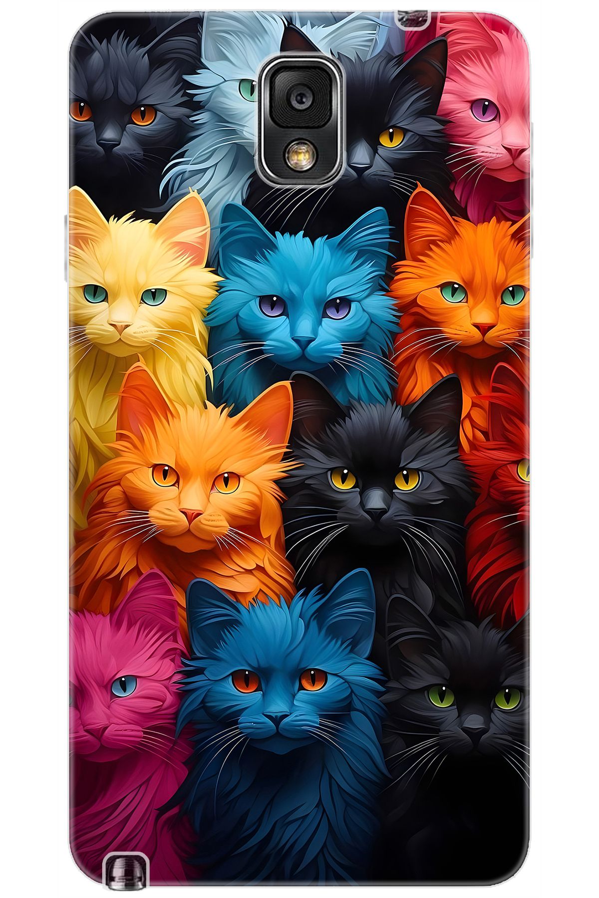 Ceppare Samsung Galaxy Note 3 (SM-N9000Q) Uyumlu Kılıf Desenli Silikon Renkli Kediler STK:713 CP-TMDAlYV