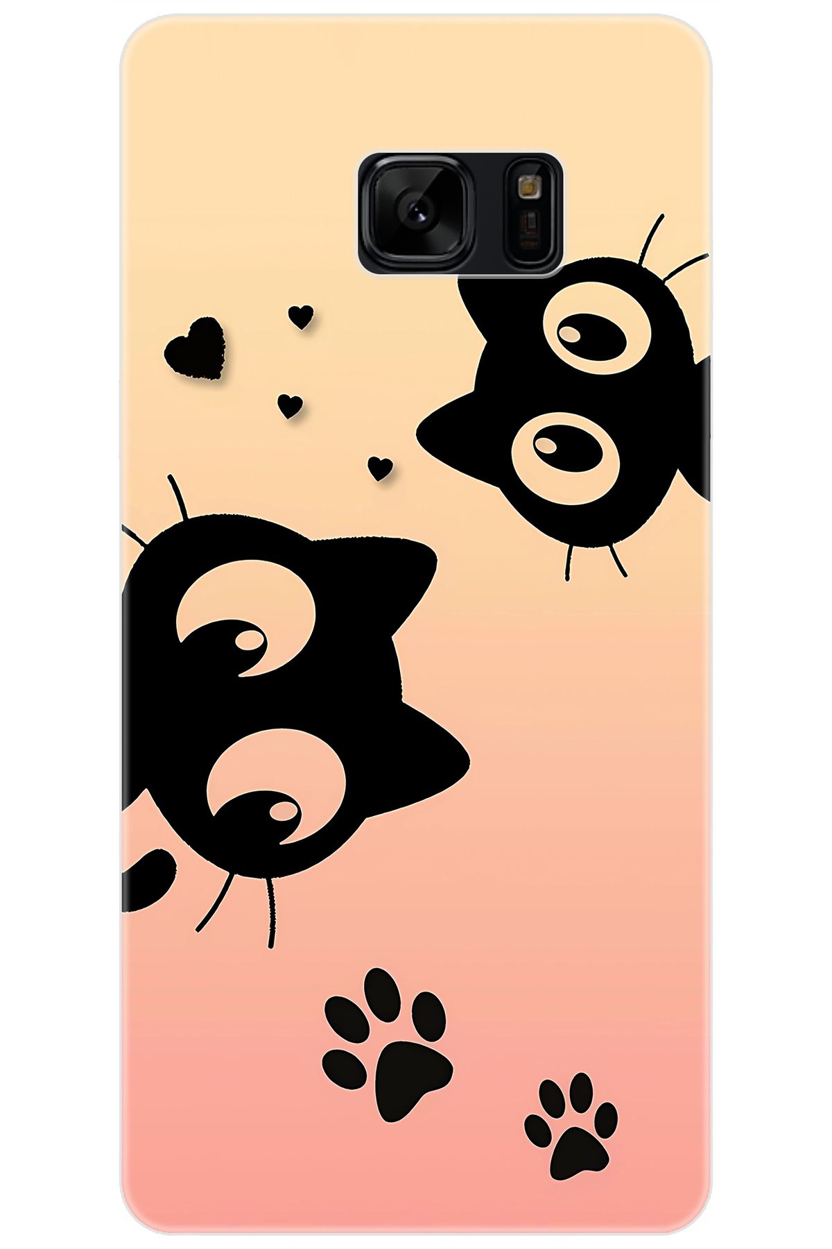 Ceppare Samsung Galaxy Note FE (SM-N935F) Uyumlu Kılıf Desenli İnce Silikon Kedi STK:626 CP-doLyAFu