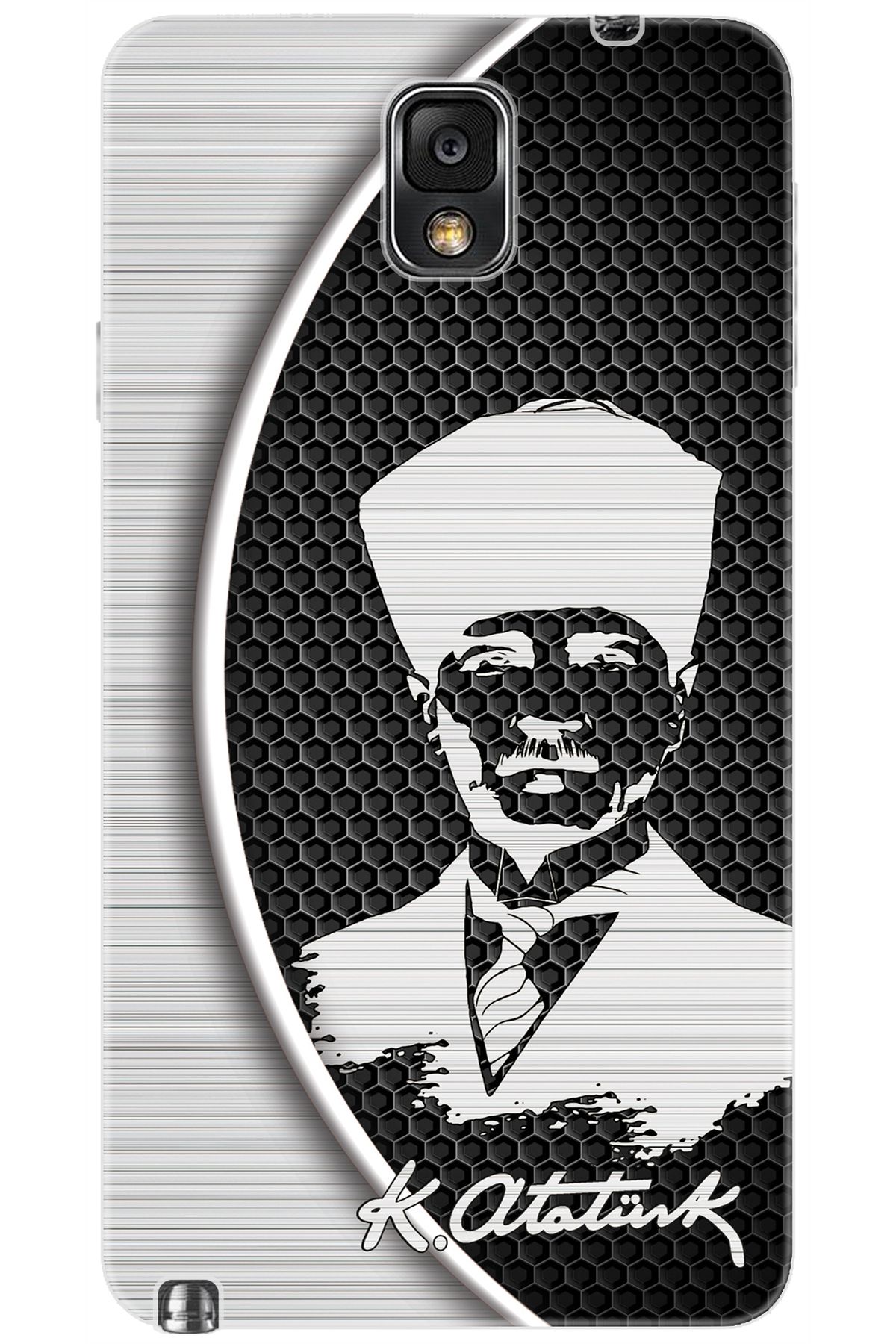 Ceppare Samsung Galaxy Note 3 (SM-N9000Q) Uyumlu Kılıf Desenli Silikon Atatürk Tasarım STK:398 CP-ToZFWhz