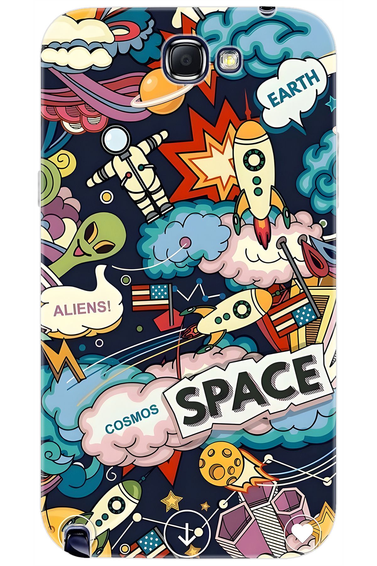 Ceppare Samsung Galaxy Note 2 (GT-N7100) Uyumlu Kılıf Desenli Silikon Space STK:633 CP-w32DnH8