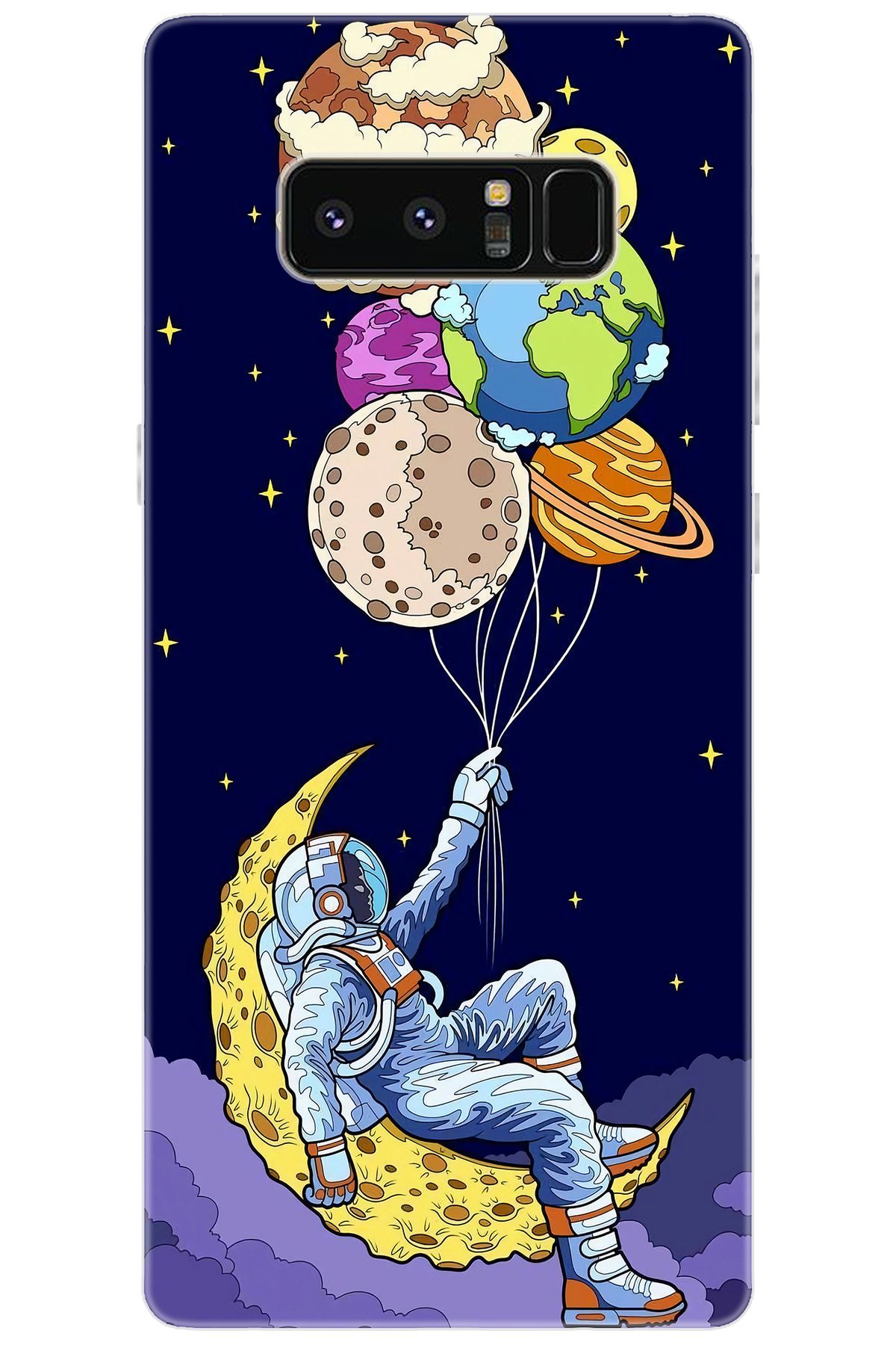 Ceppare Samsung Galaxy Note 8 (SM-N950F) Uyumlu Kılıf Desenli Silikon Astronot STK:729 CP-QkL4jtB