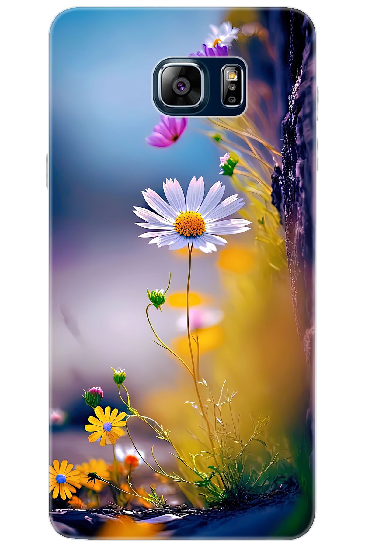 Ceppare Samsung Galaxy Note 5 (SM-N910F) Uyumlu Kılıf Desenli Silikon Papatya Seri STK:1000 CP-2la2wuB