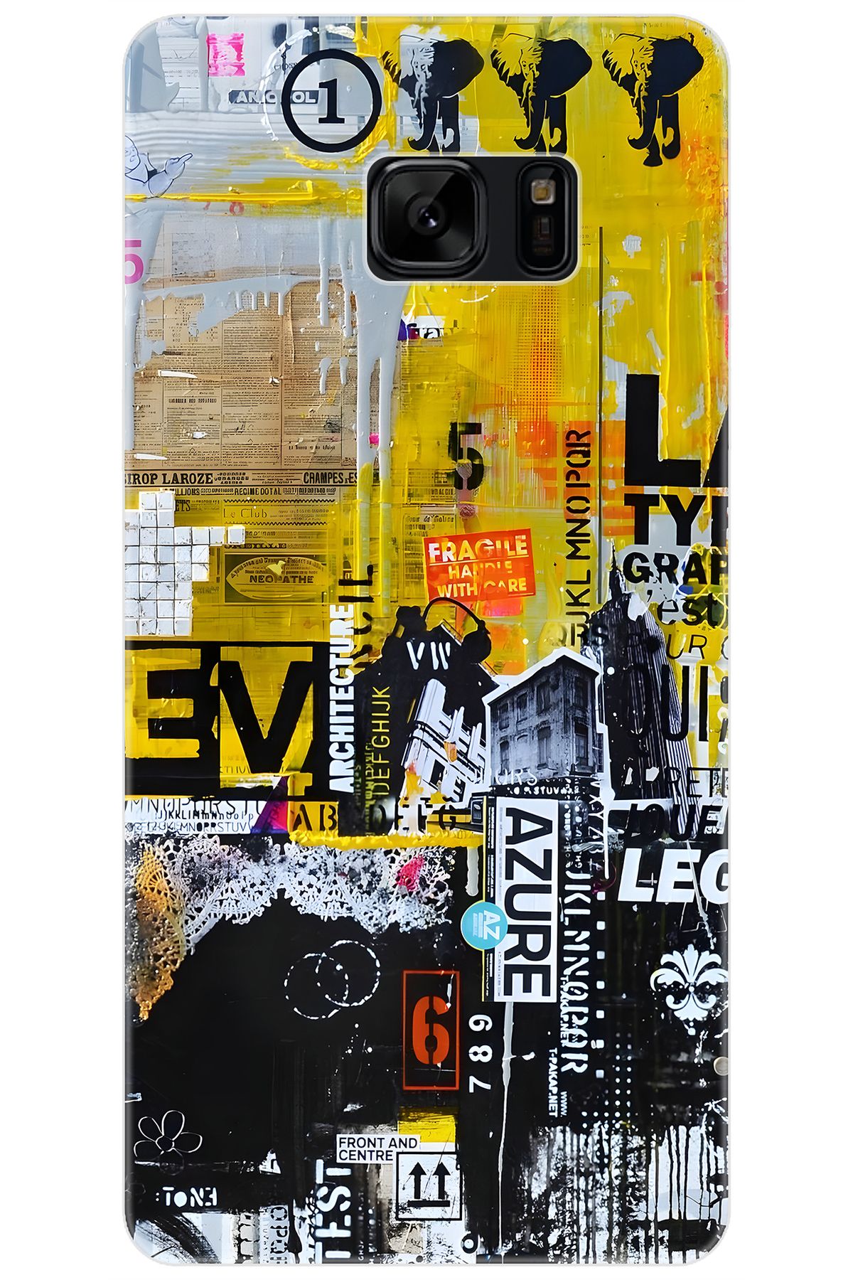 Ceppare Samsung Galaxy Note FE (SM-N935F) Uyumlu Kılıf Desenli İnce Silikon Sokak Sanatı STK:706 CP-RzN4DtC