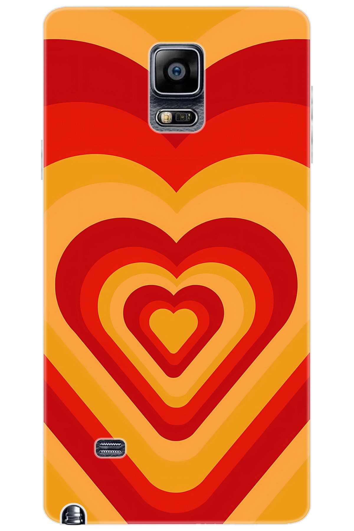 Ceppare Samsung Galaxy Note 4 (SM-N910F) Uyumlu Kılıf Desenli Silikon Sarı Kırmızı Kalp STK:1009 CP-4rn1Rzr