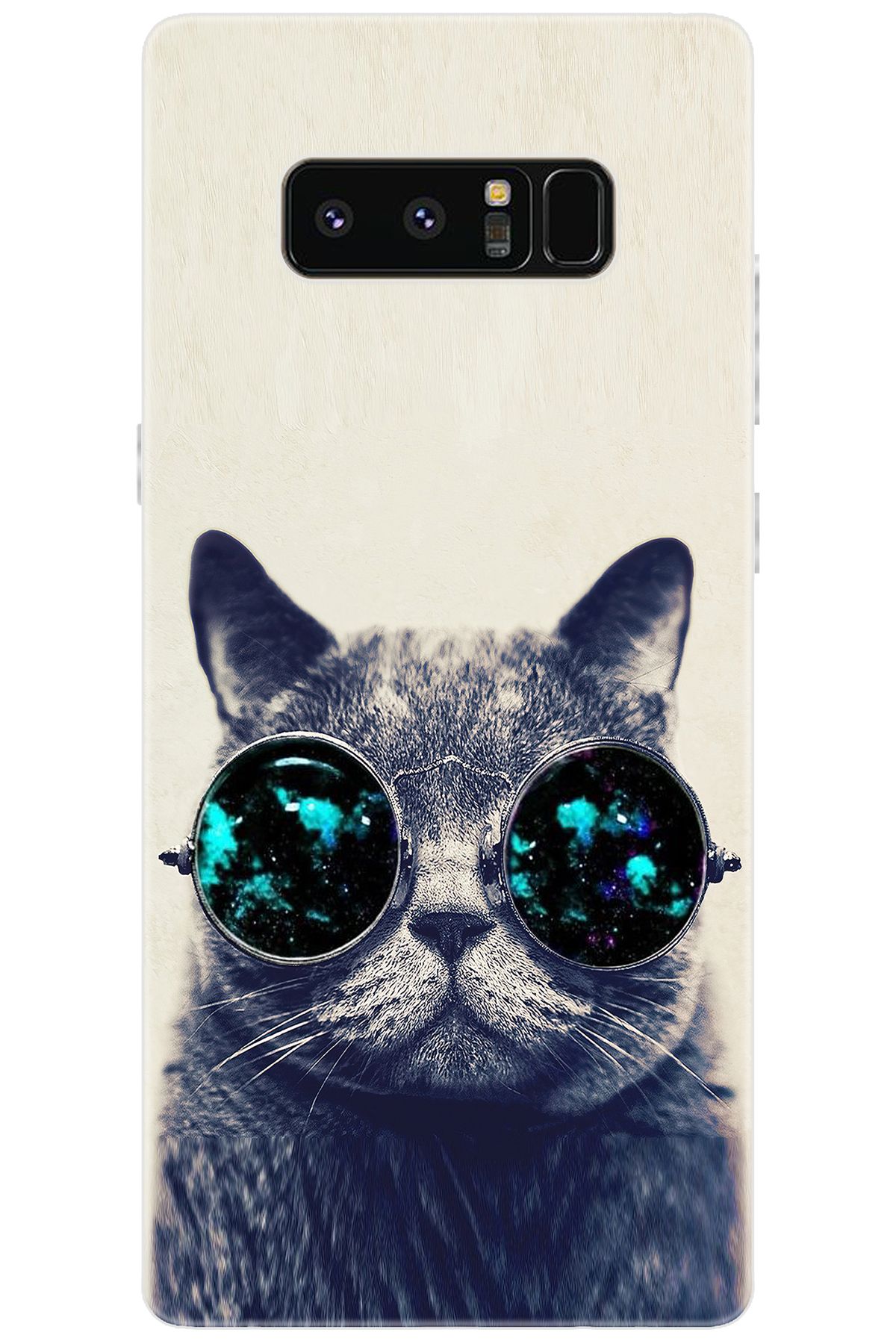 Ceppare Samsung Galaxy Note 8 (SM-N950F) Uyumlu Kılıf Desenli Silikon Gözlüklü Kedi STK:236 CP-VRwv33d