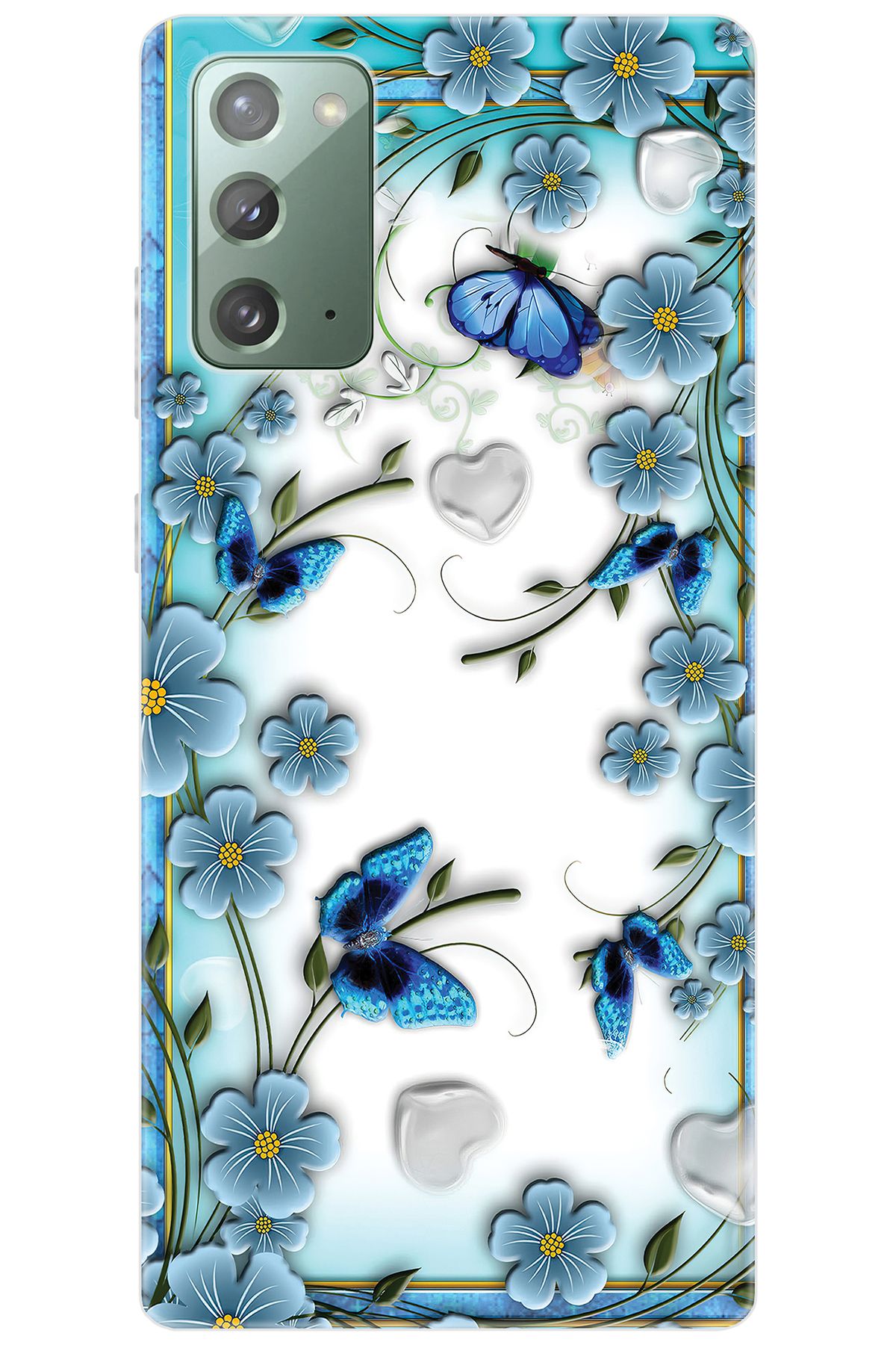 Ceppare Samsung Galaxy Note 20 (SM-N980F) Uyumlu Kılıf Desenli Silikon Çiçek ve Kelebek STK:547 CP-9Sa3jgb