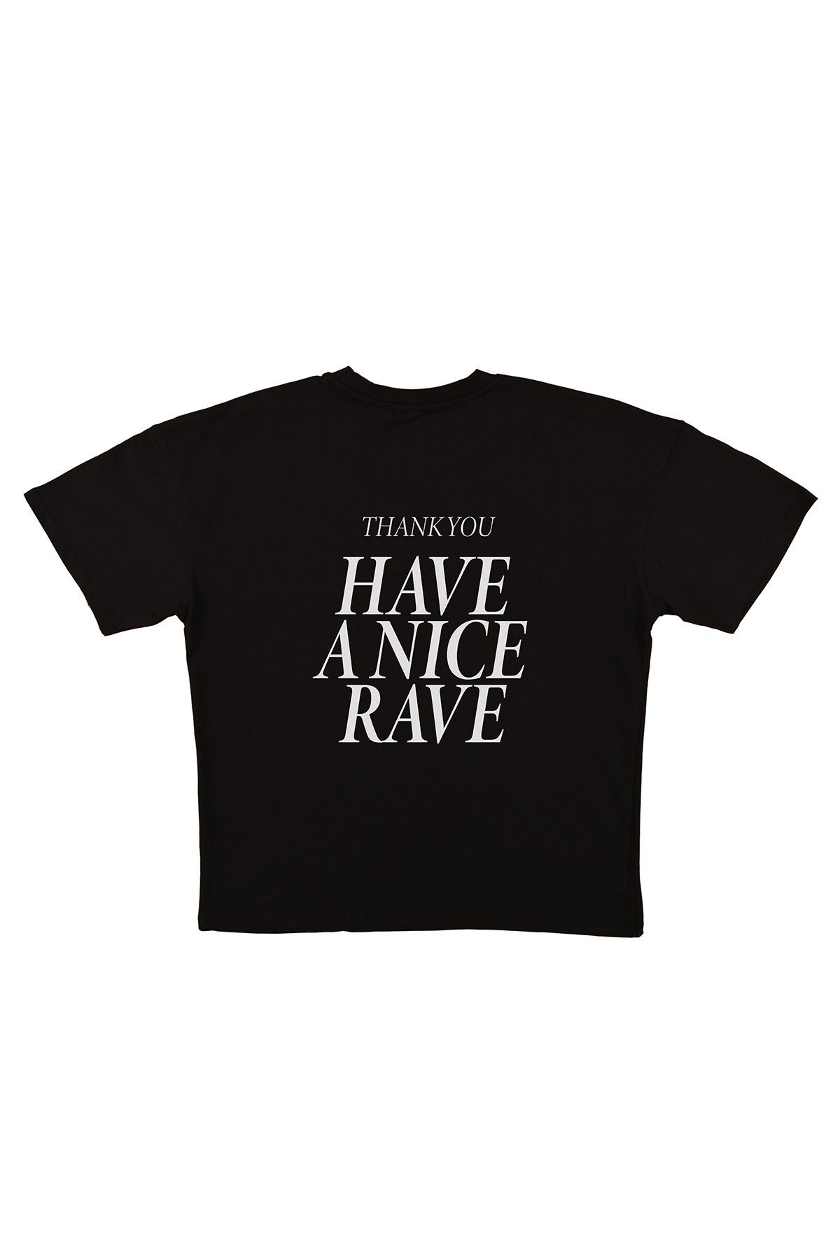 urbvn Rave Baskılı Siyah Oversize T-shirt
