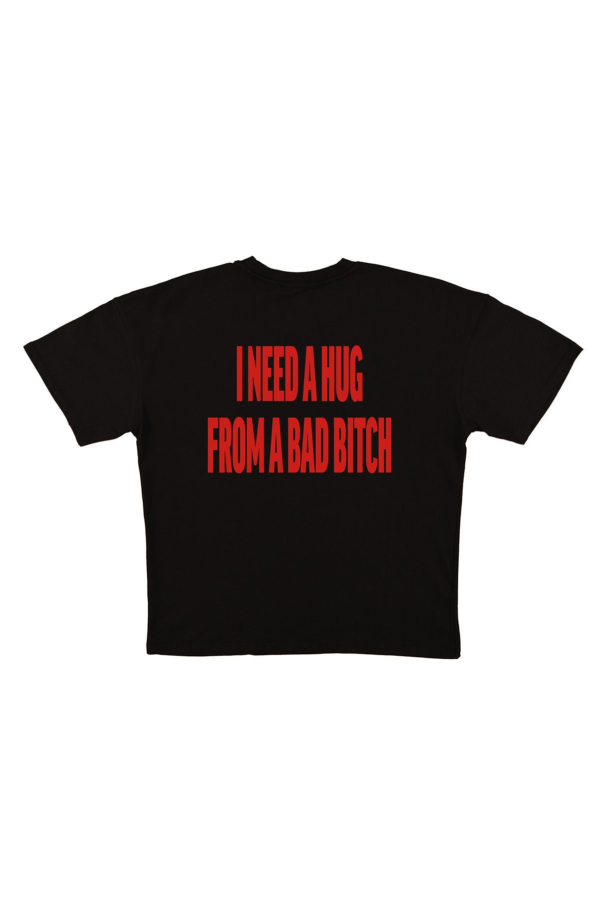 urbvn Need Hugh Baskılı Siyah Oversize T-shirt