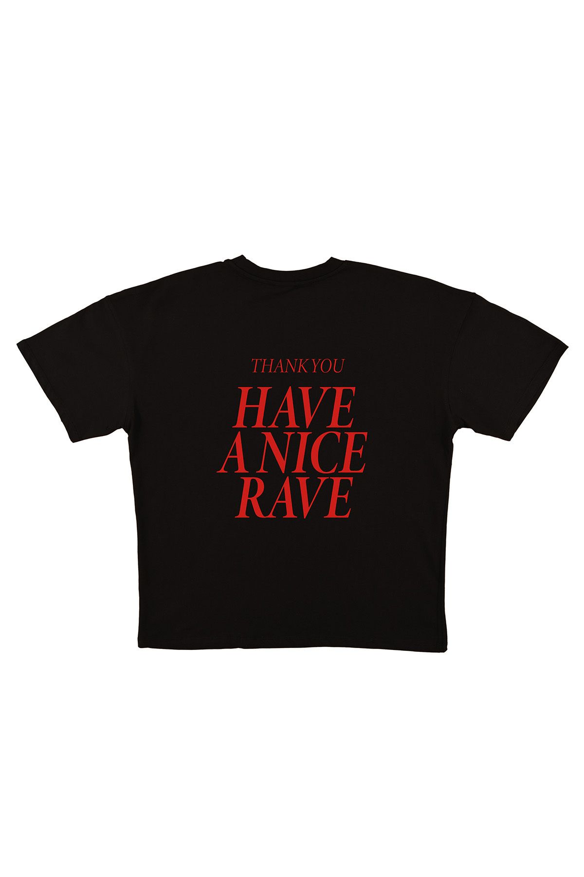 urbvn Rave Baskılı Siyah Oversize T-shirt