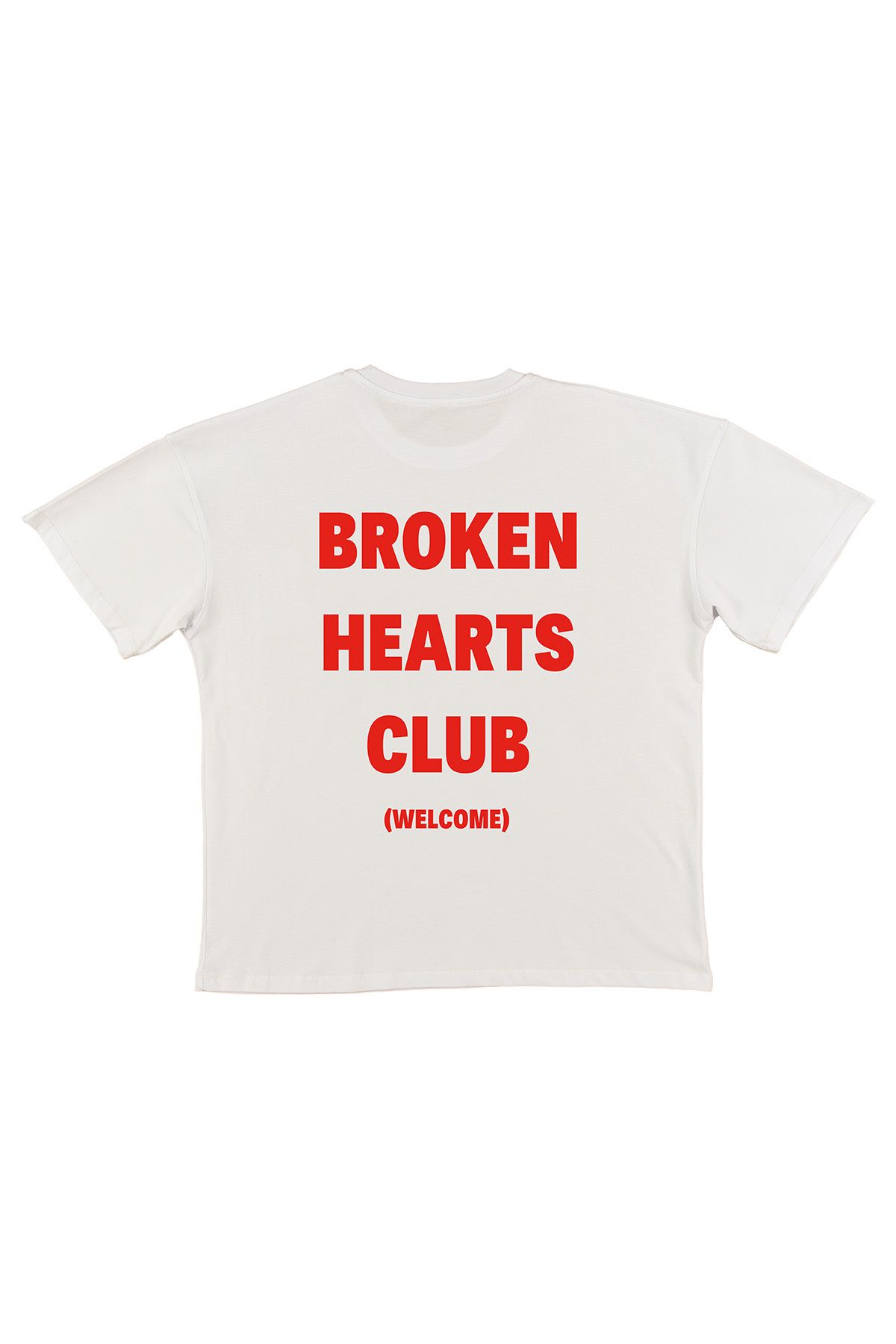 urbvn Broken Heart Club Baskılı Beyaz Oversize T-shirt
