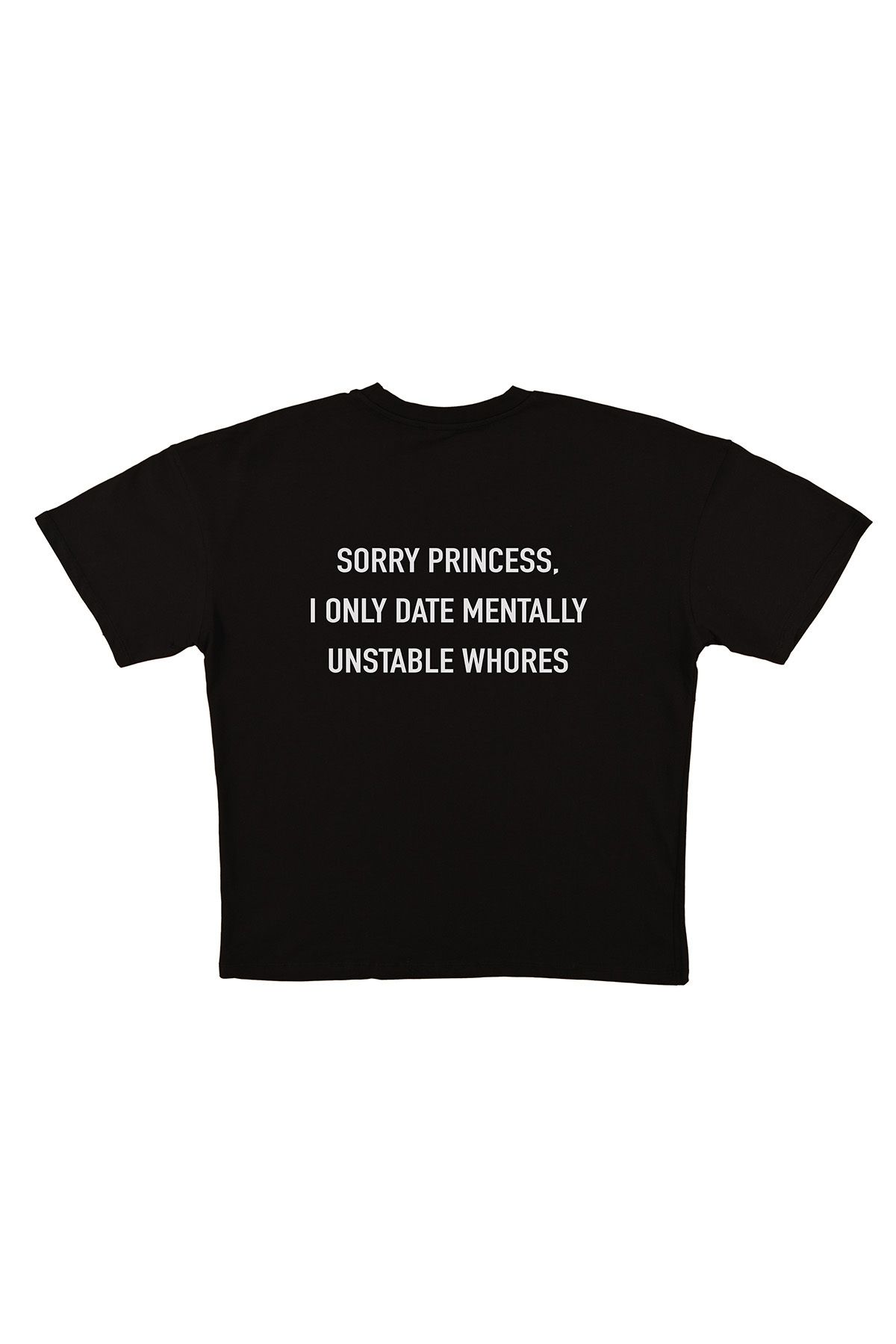 urbvn Sorry Princes Baskılı Siyah Oversize T-shirt