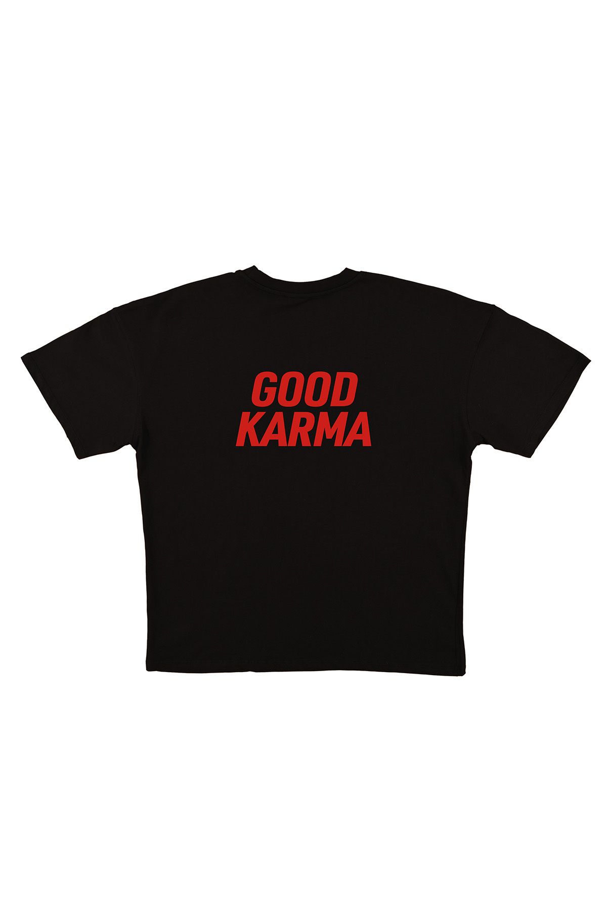 urbvn Good Karma Baskılı Siyah Oversize T-shirt