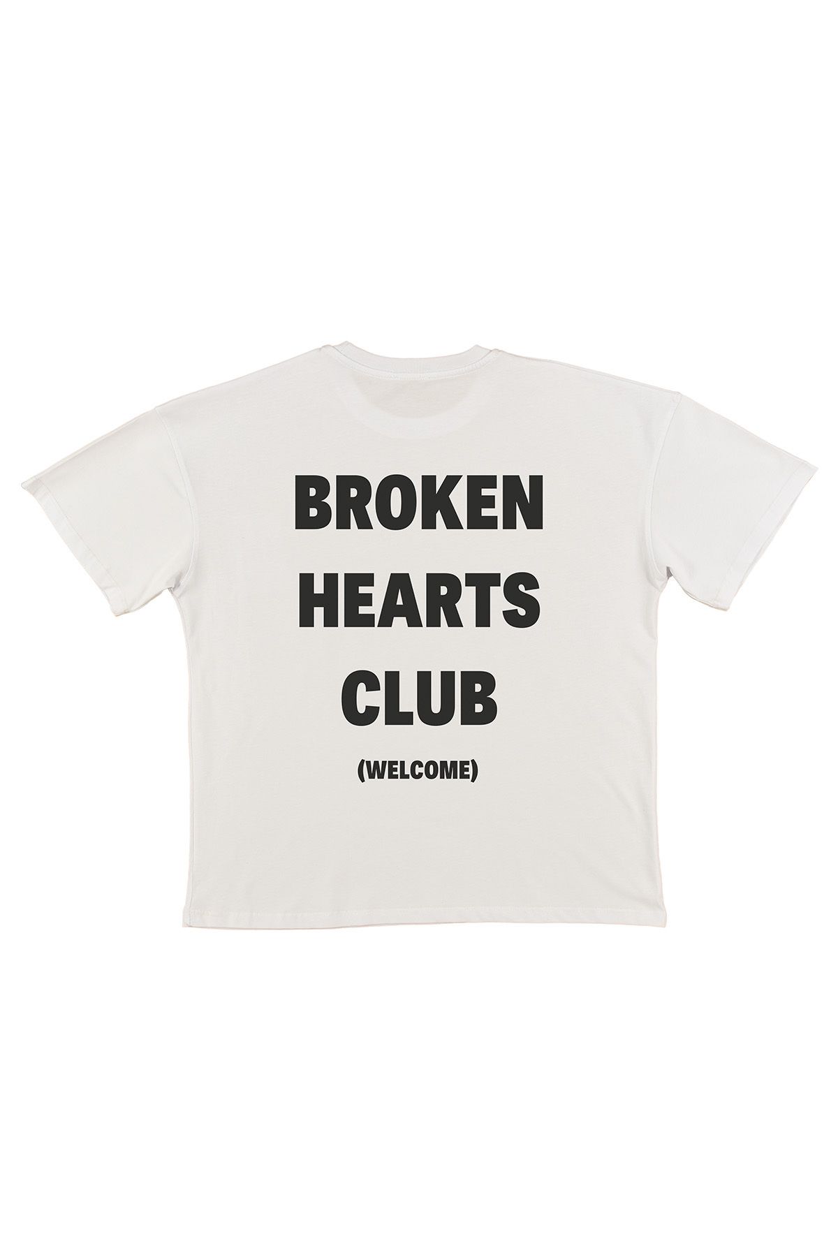 urbvn Broken Heart Club Baskılı Beyaz Oversize T-shirt