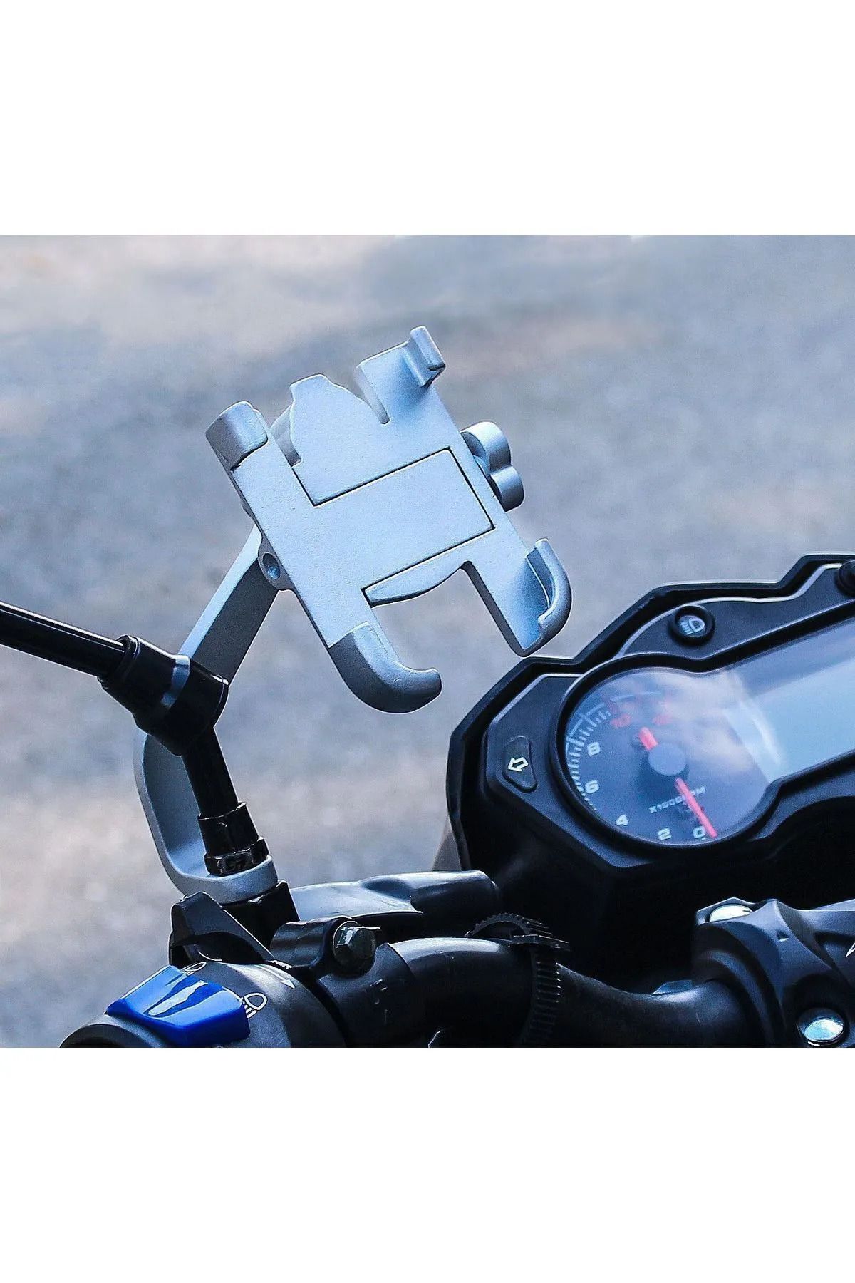 Blic Dikiz Ayna Bağlantılı Metal Motosiklet ve Bisiklet Telefon Tutucu Metal Motorsiklet Telefon Tutacağı
