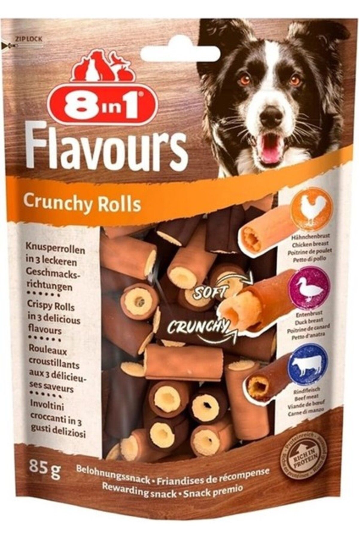 Orqinel 8in1 Flavours Crunchy Rolls Köpek Ödülü 85 gr